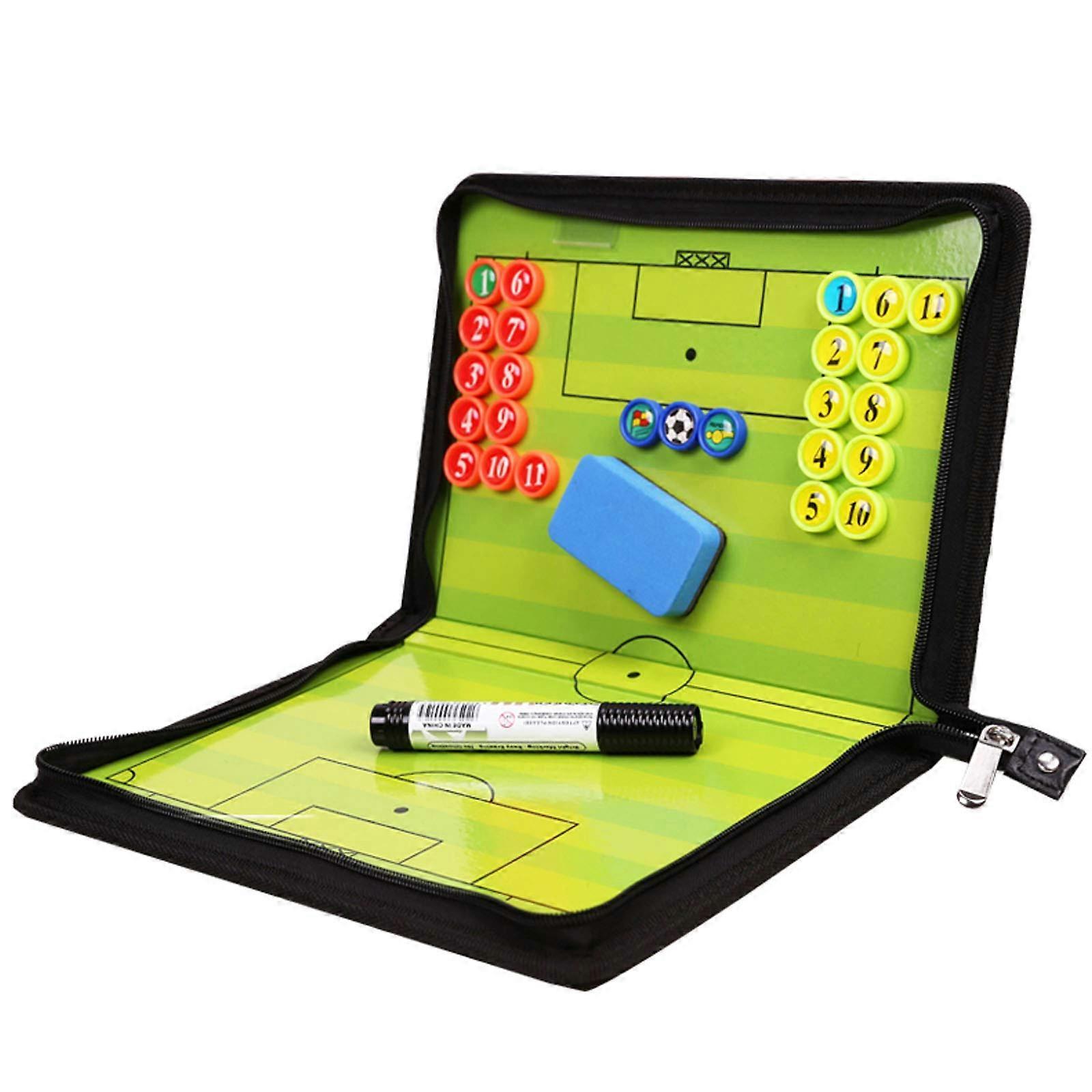Football Coaching Board Portable Magnetic Tactics Board For Coaches, Trainer Tactics Folder With Magnets Pens Eraser