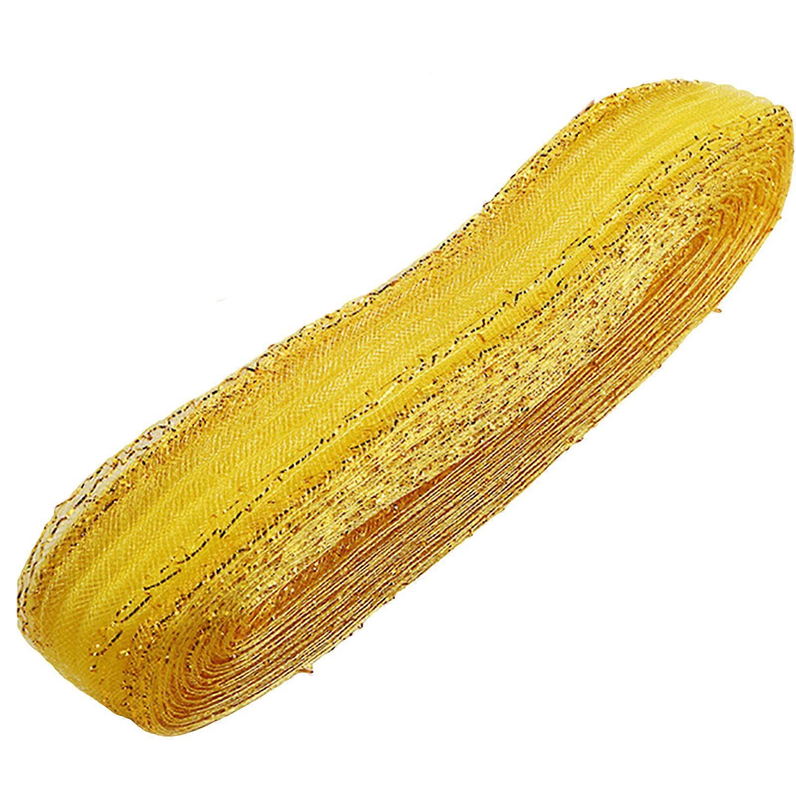 Gold And Silver Thread Apparels Trim Ribbon Binding Solid Color Sewing Tape for Uniforms and Apparels Enhancements  Yellow