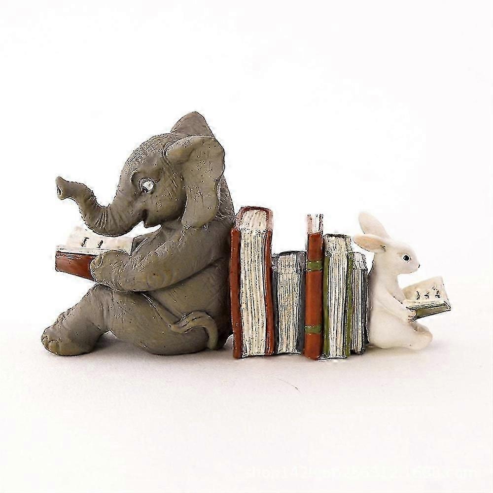 Home Elephant And Rabbit Reading Resin Craft Ornament