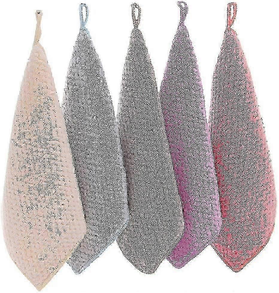 5 Piece Hand Dry Towel Hanging Loop Fast Drying Hand Towel Square Hanging Hand A