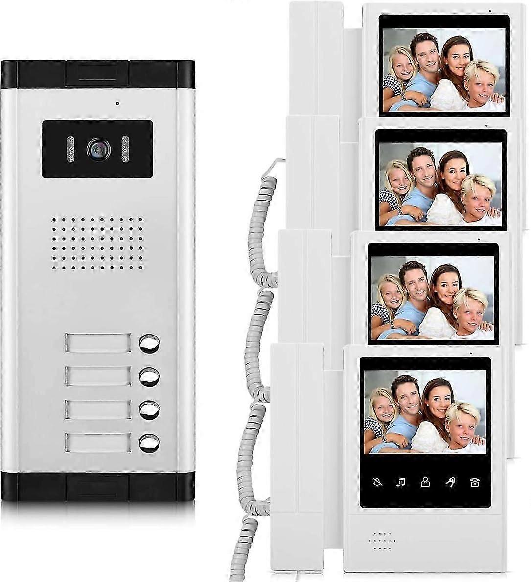 Video Intercom System,Night Vision Camera, Telephone Style Touch Monitor Kits, Wired Video Door Phone Doorbell for Multi- Apartments Families