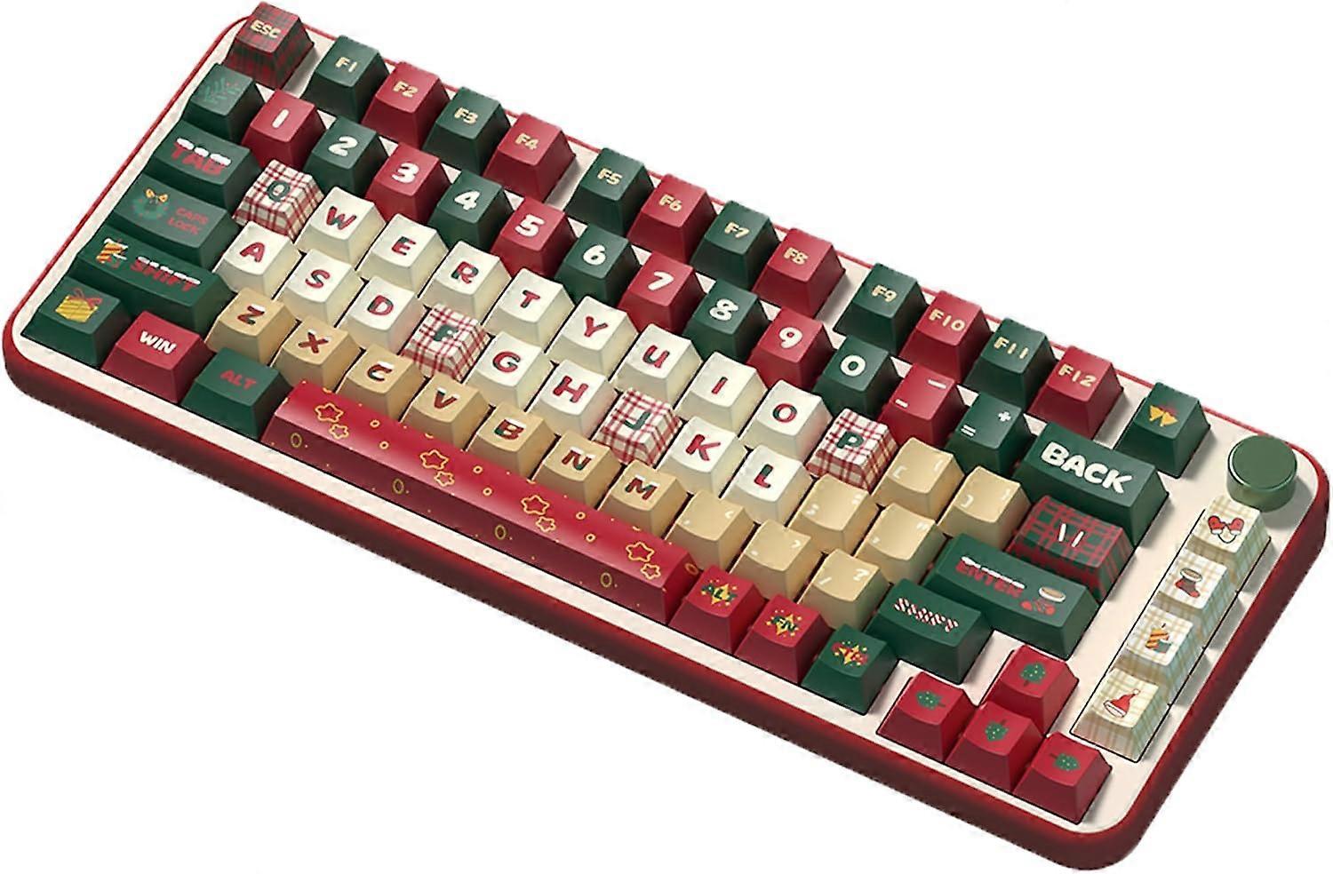 Keycaps, 138 Keys Christmas Theme Cherry Profile Dye-Sublimation, Custom Keyboard Keycaps Set for 61/64/68/84/87/100/104/108 MX Mechanical Keyboard