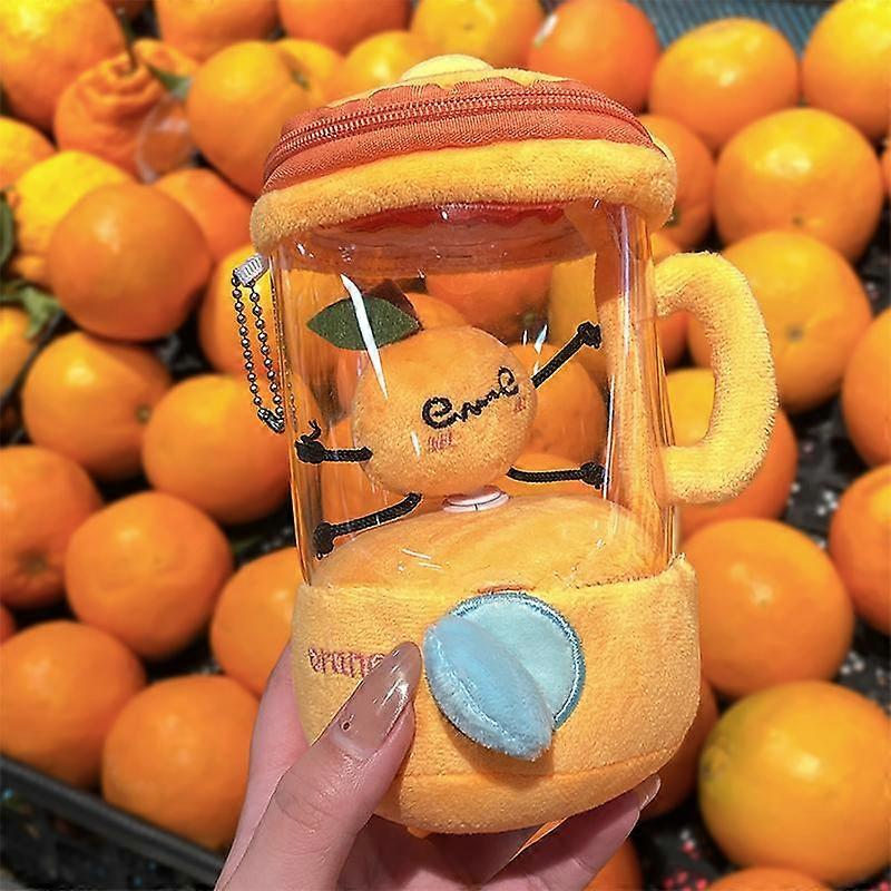 15cm/5.9in Fruit Juicer Plush Toy - Watermelon, Banana, Orange Juice Cup Abstract Funny Toy Pull-out Rotating Juicer Keychain Pendant Pull C