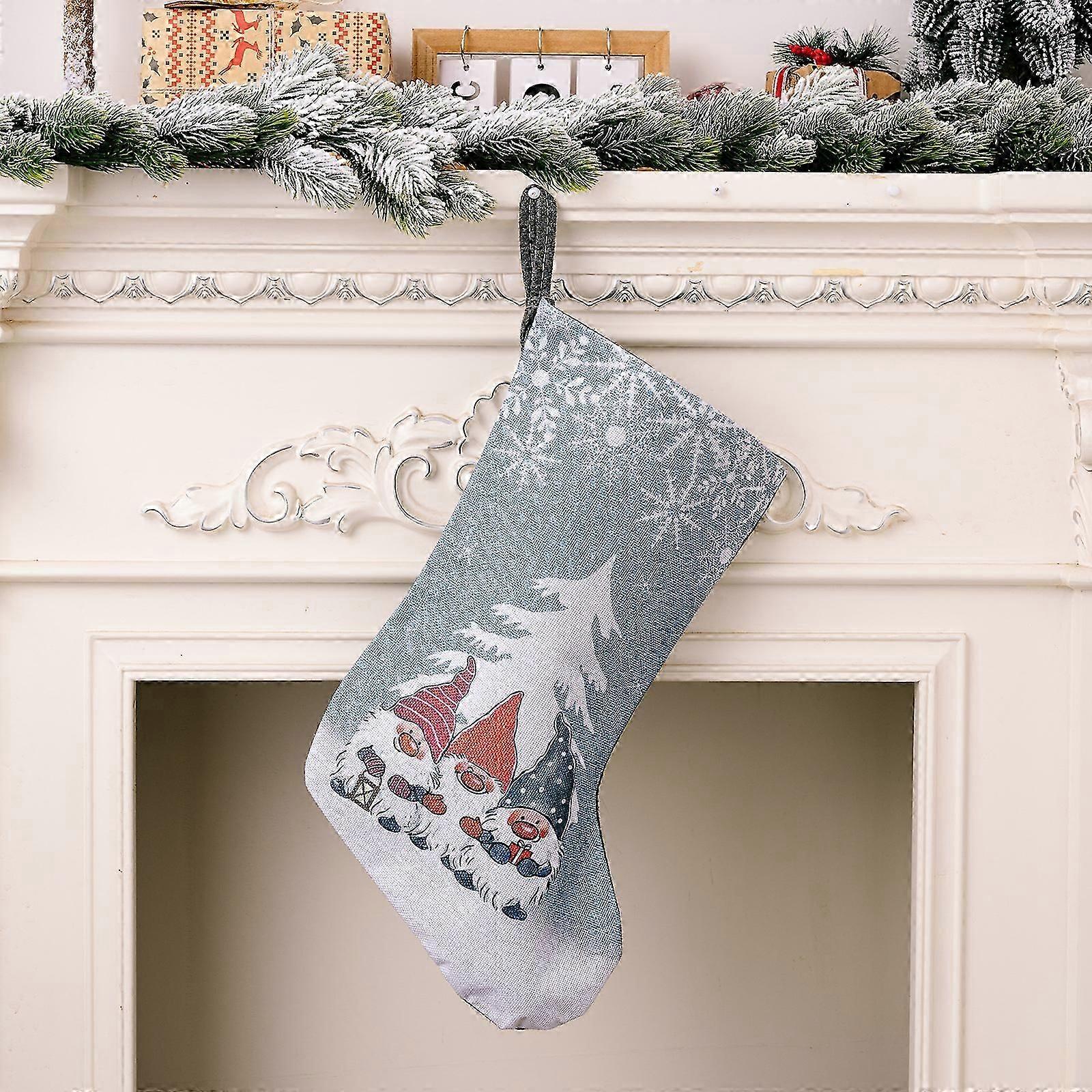 New Christmas decorations Rudolph printed Christmas stockings gift with large Christmas stockings SDW001 Christmas stockings gray