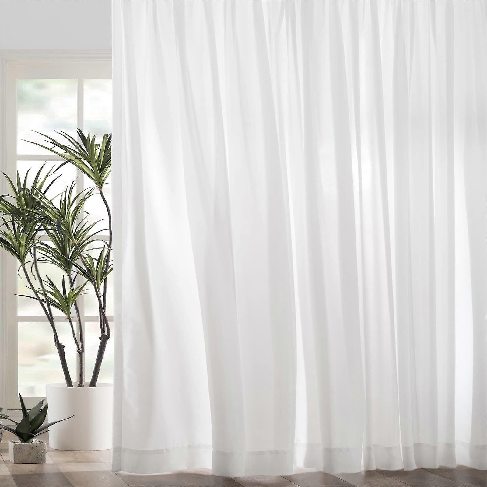 White Pinch Pleated Window Sheer Curtains 112Inch Long, 42W x 112L, Pack of 2, LightFiltering Velvet SoftTouch Drapes