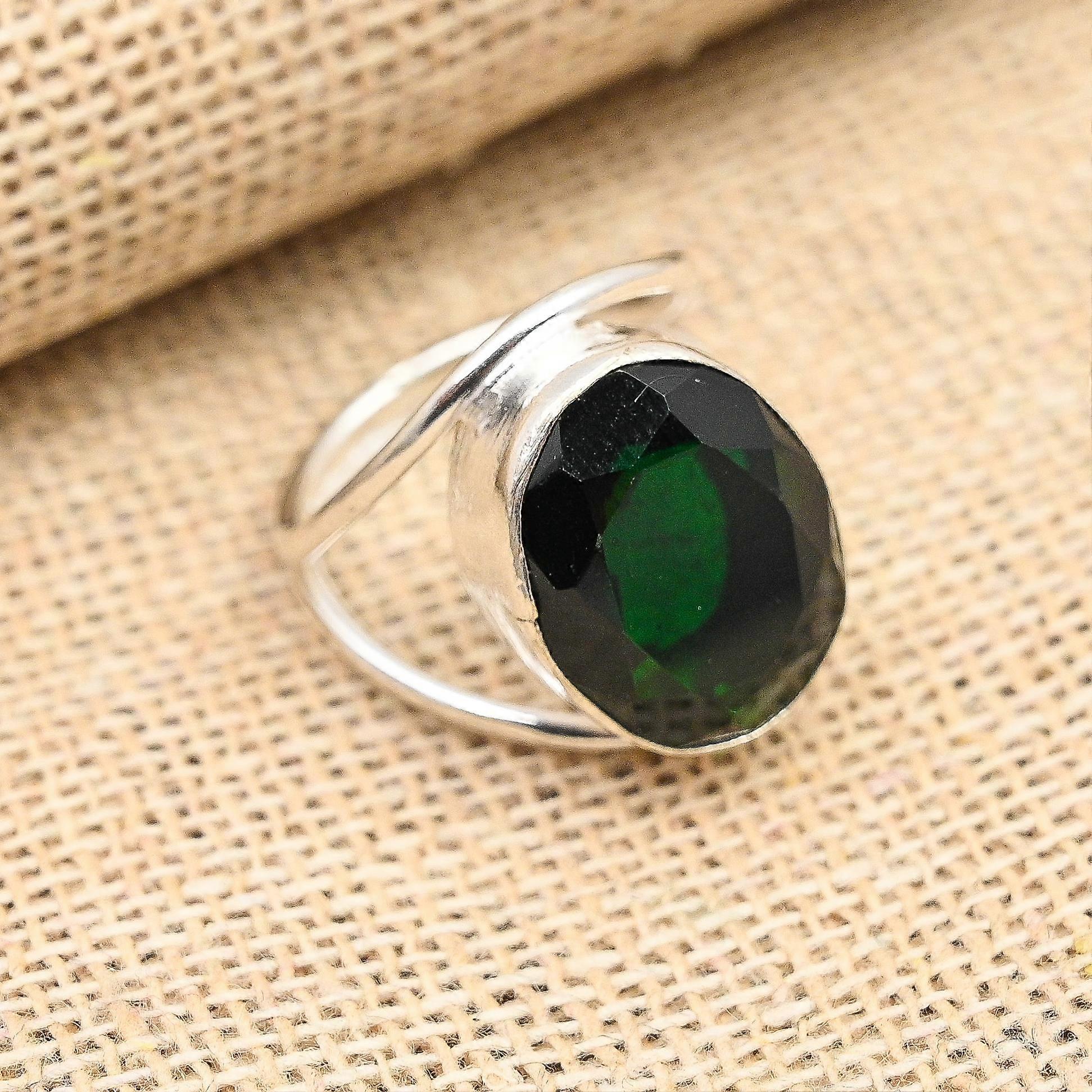 Chrome Diopside Gemstone Handmade Solid 925 Sterling Silver Ring Jewelry