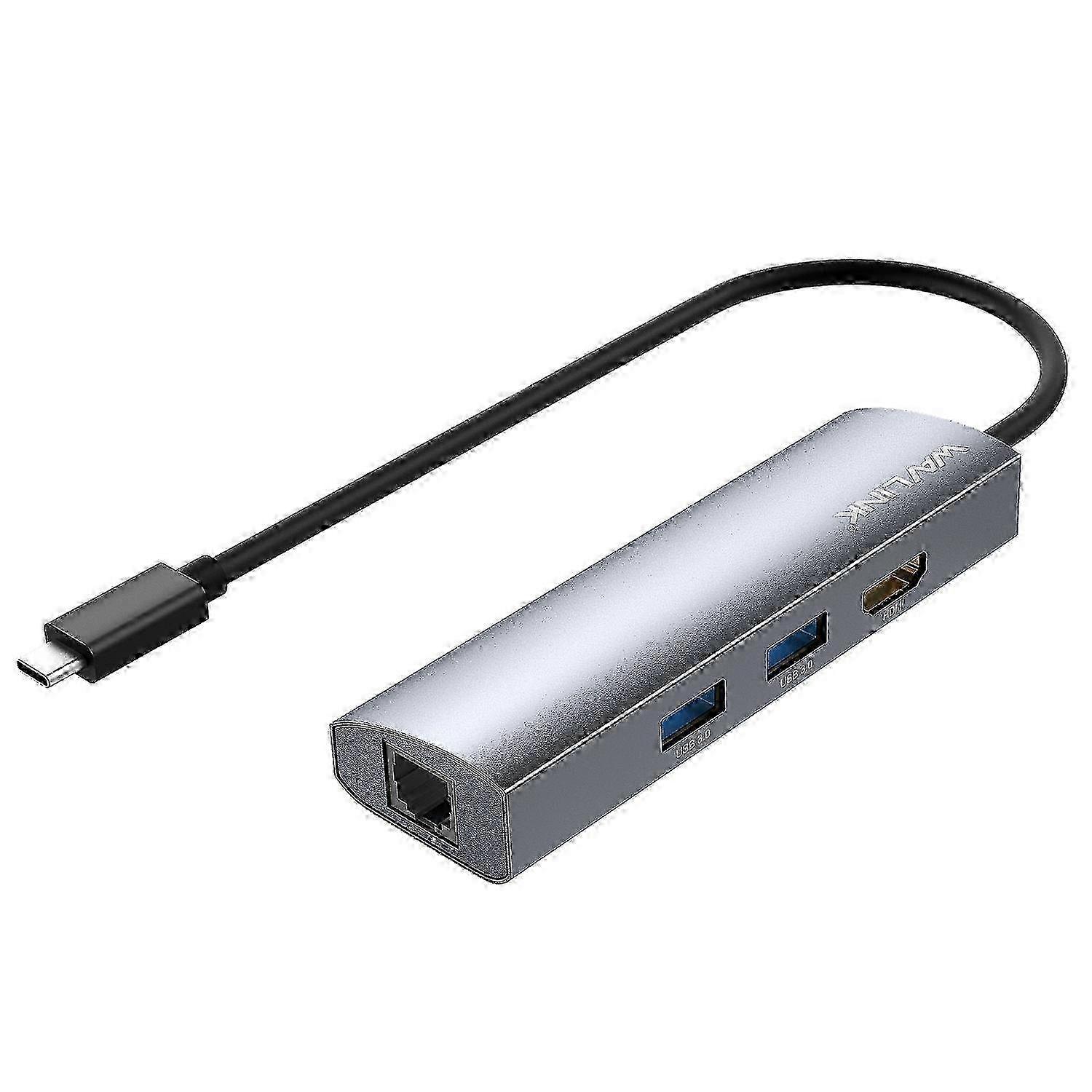 WAVLINK WL-UHP3408 USB HUB Adapter 4-in-1 Type-C to HD + 2xUSB3.0 + Gigabit RJ45 Docking Station