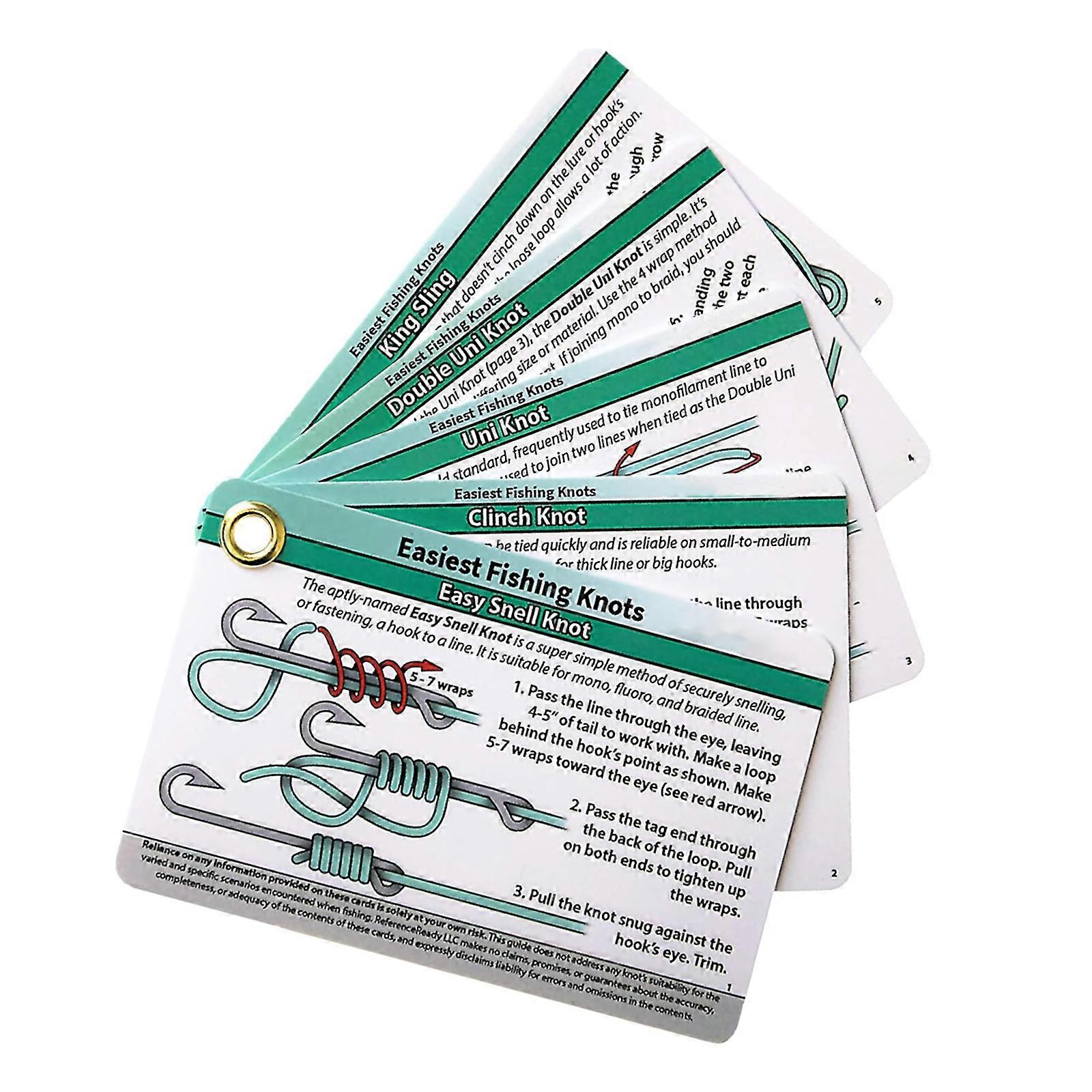 12pcs Waterproofed Anglers Knots Guide With 12 Easy Steps Durability Plastic Card Attachable Small Carabiner Multicolor