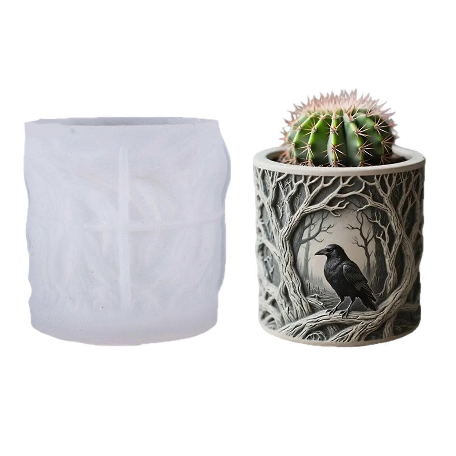Crow Silicone Mold Resin Crafts Moulds Planter Flexible Reusable Mold for Creating Unique Decorative Items and Gifts Multicolor
