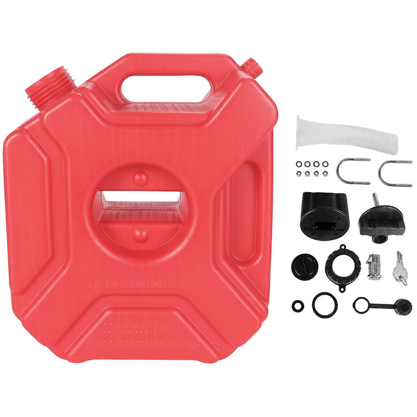 3L Anti Static Fuel Reservoir Secure Locking Design Side Box Container for Motorcycles ATVs Road Vehicles  Red