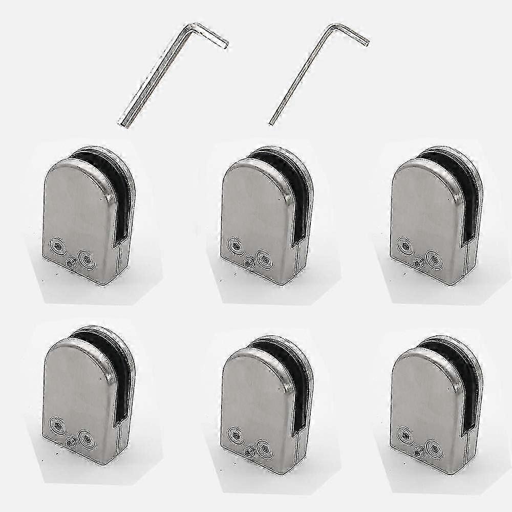 مشبك زجاجي 304 الفولاذ المقاوم للصدأ 6 قطع 5-8 مم مشبك زجاجي حامل زجاجي قابل للتعديل للدرابزين درج الدرابزين f26