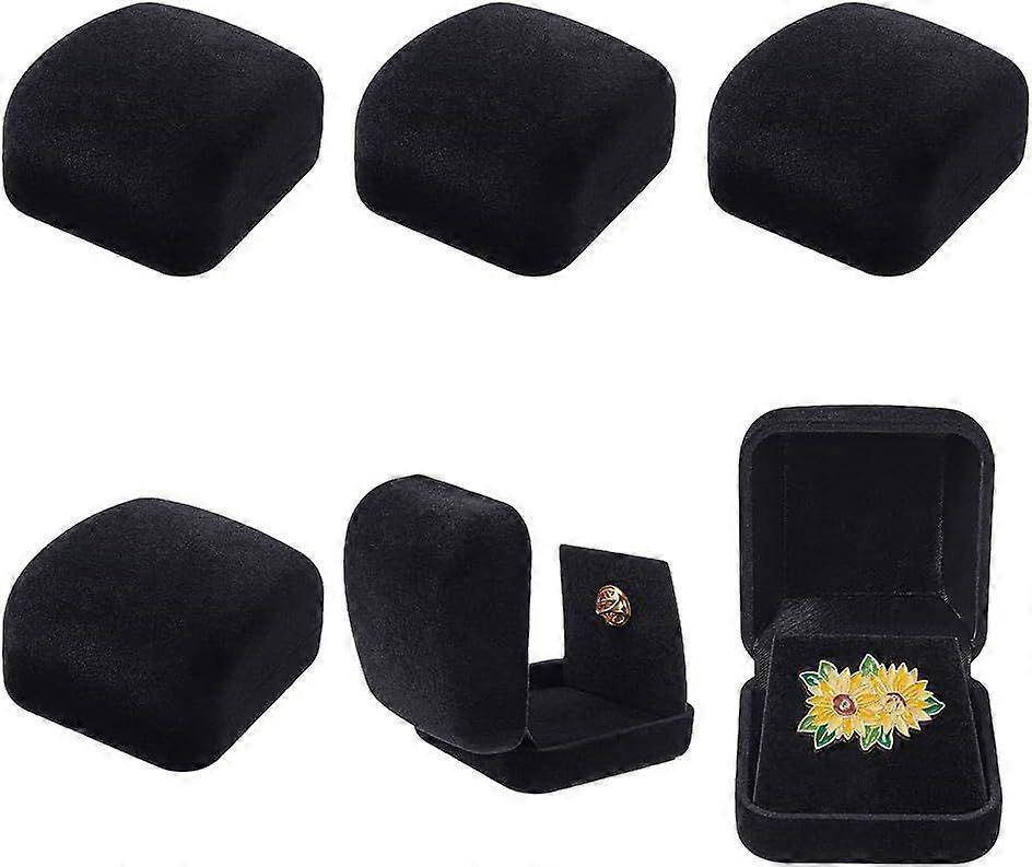 6 Pcs Velvet Badge Display Box Black Pin Display Case Lapel Pin Collection Display Holder Velvet Brooch Storage Boxes for Badges Lapel Pin Jewelry Org