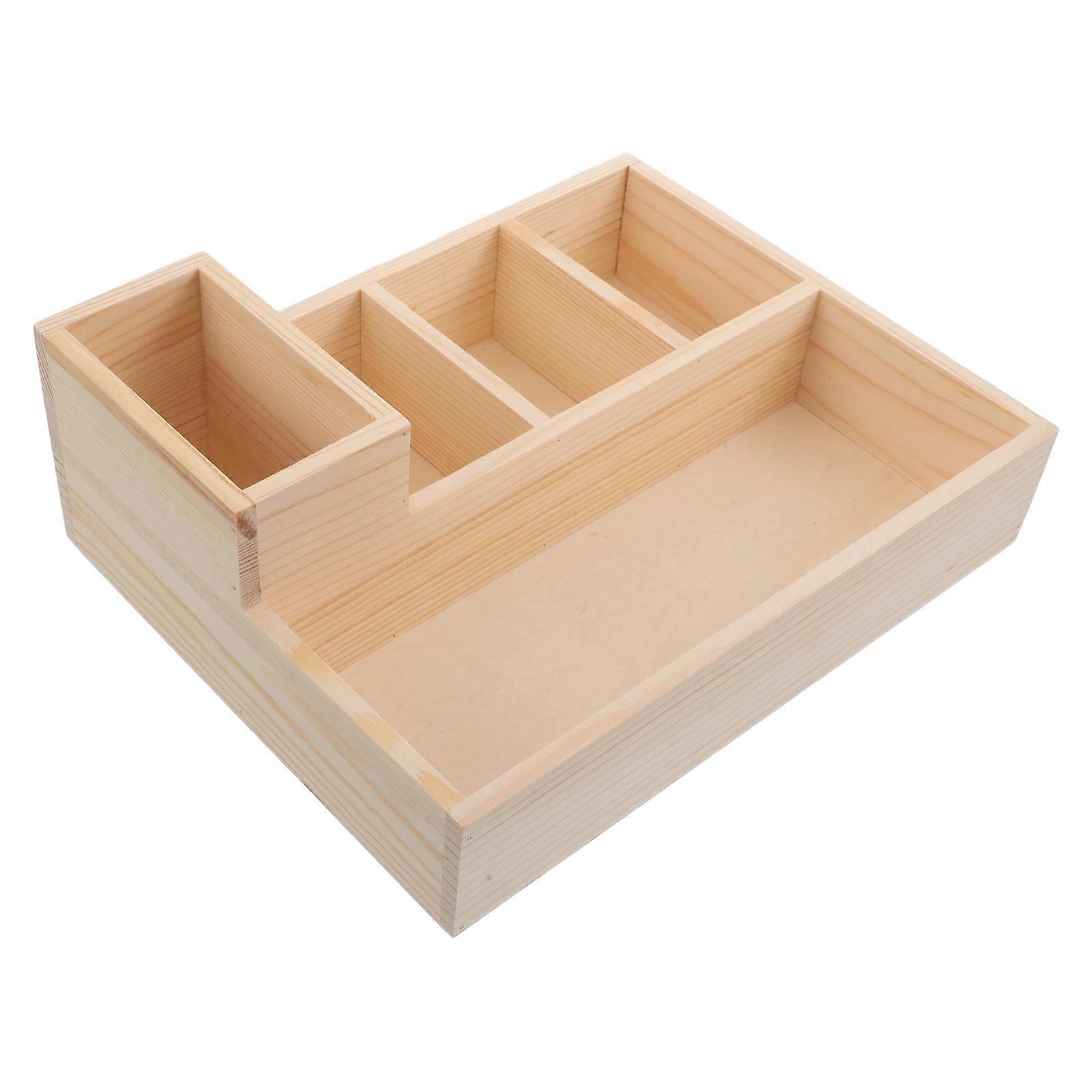 Wooden Storage Divider Box for Organizing Socks and Underwear with Multiple Compartments