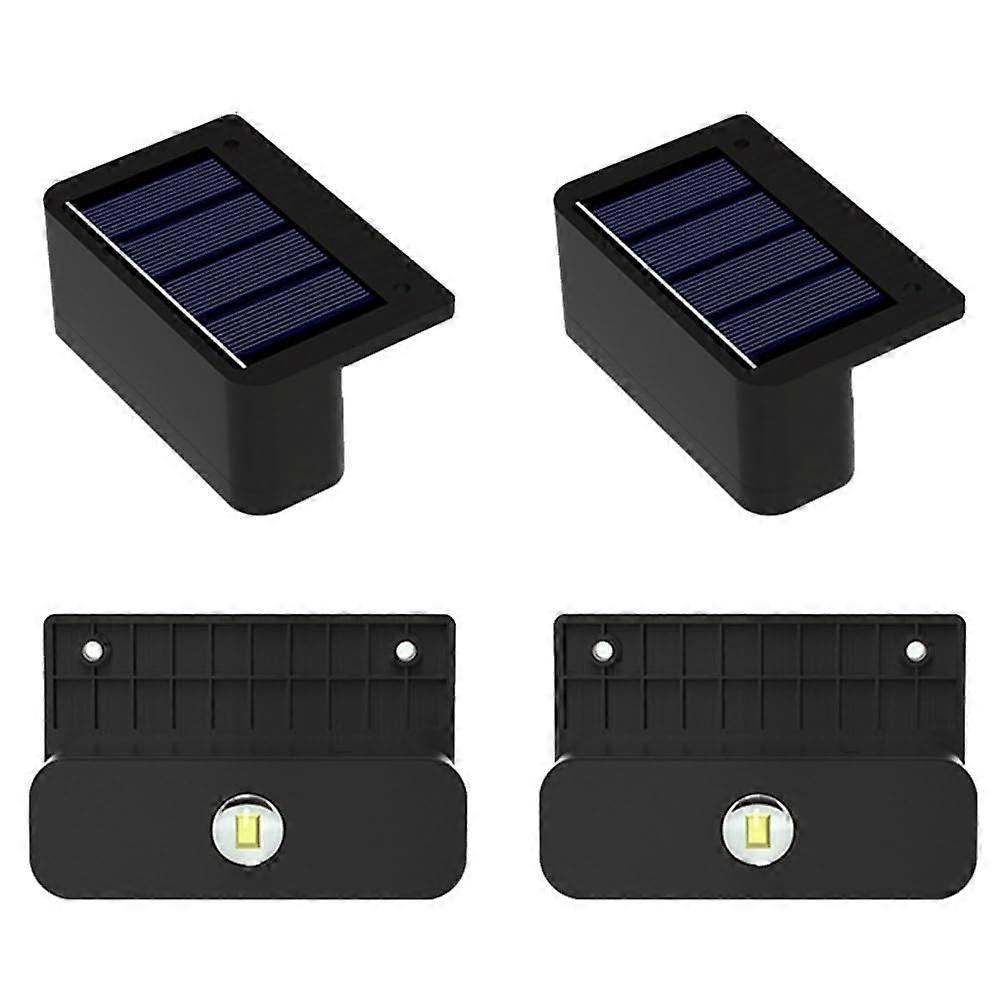4 Pcs Solar Fence Lights Waterproof LED Step Lighting with Smart Sensor for Yard Deck Garden