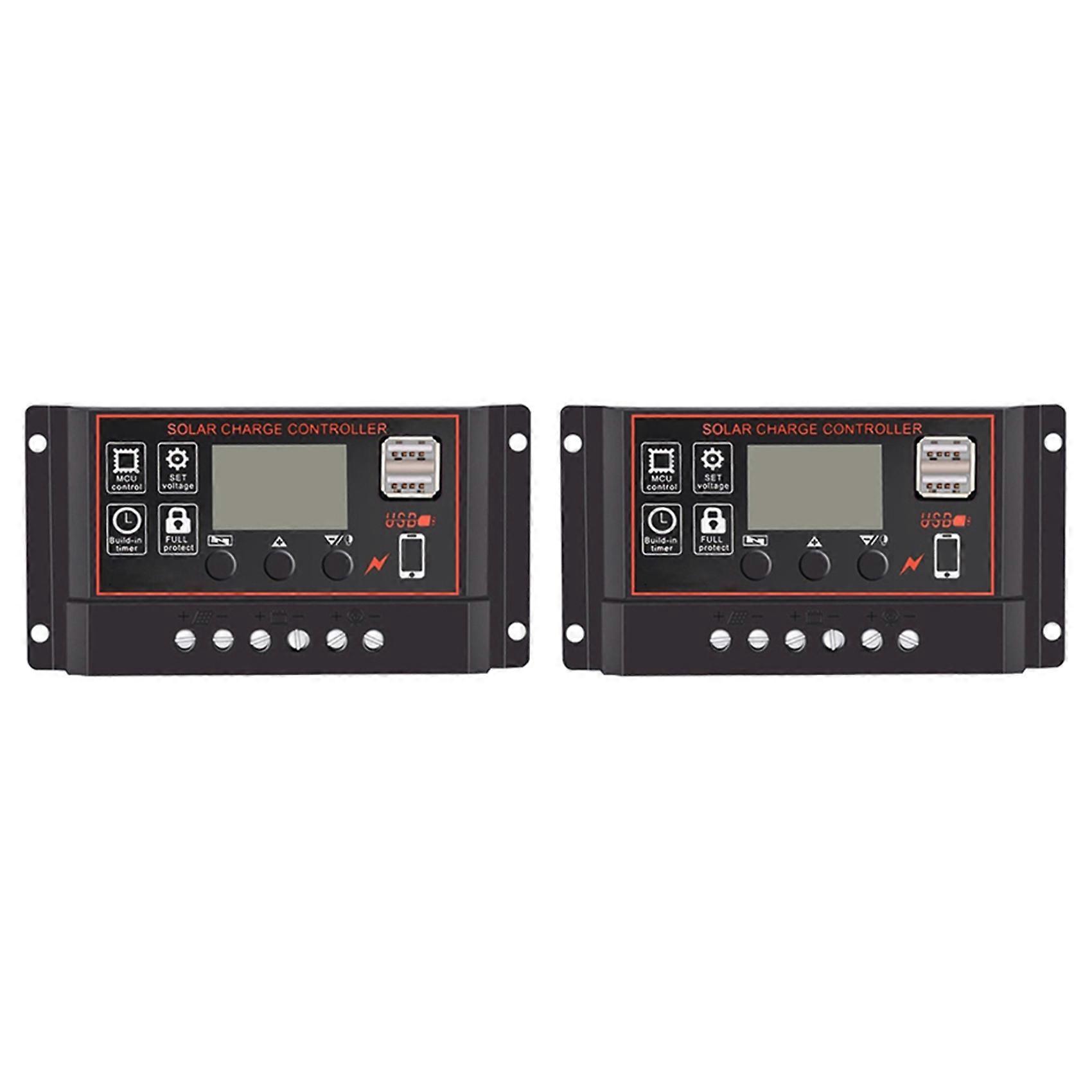 2X 100A Solar Charge Controller Solar Panel Controller 12V 24V LCD Display Solar Panel Battery Regulator with USB Port