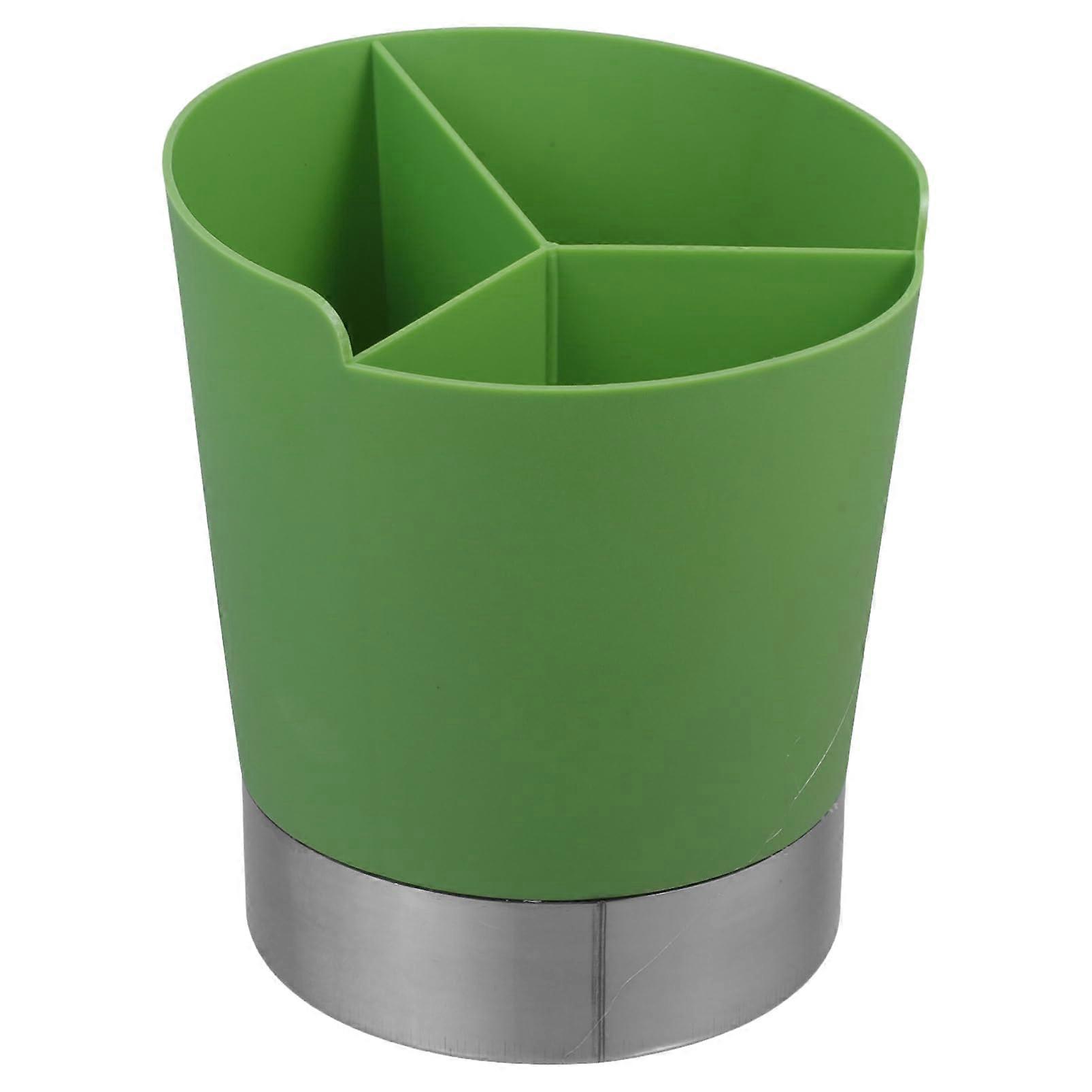 Utensil Organizer with ThreeSection Storage for Spoons Straws and Stirrers Kitchen Counter Green