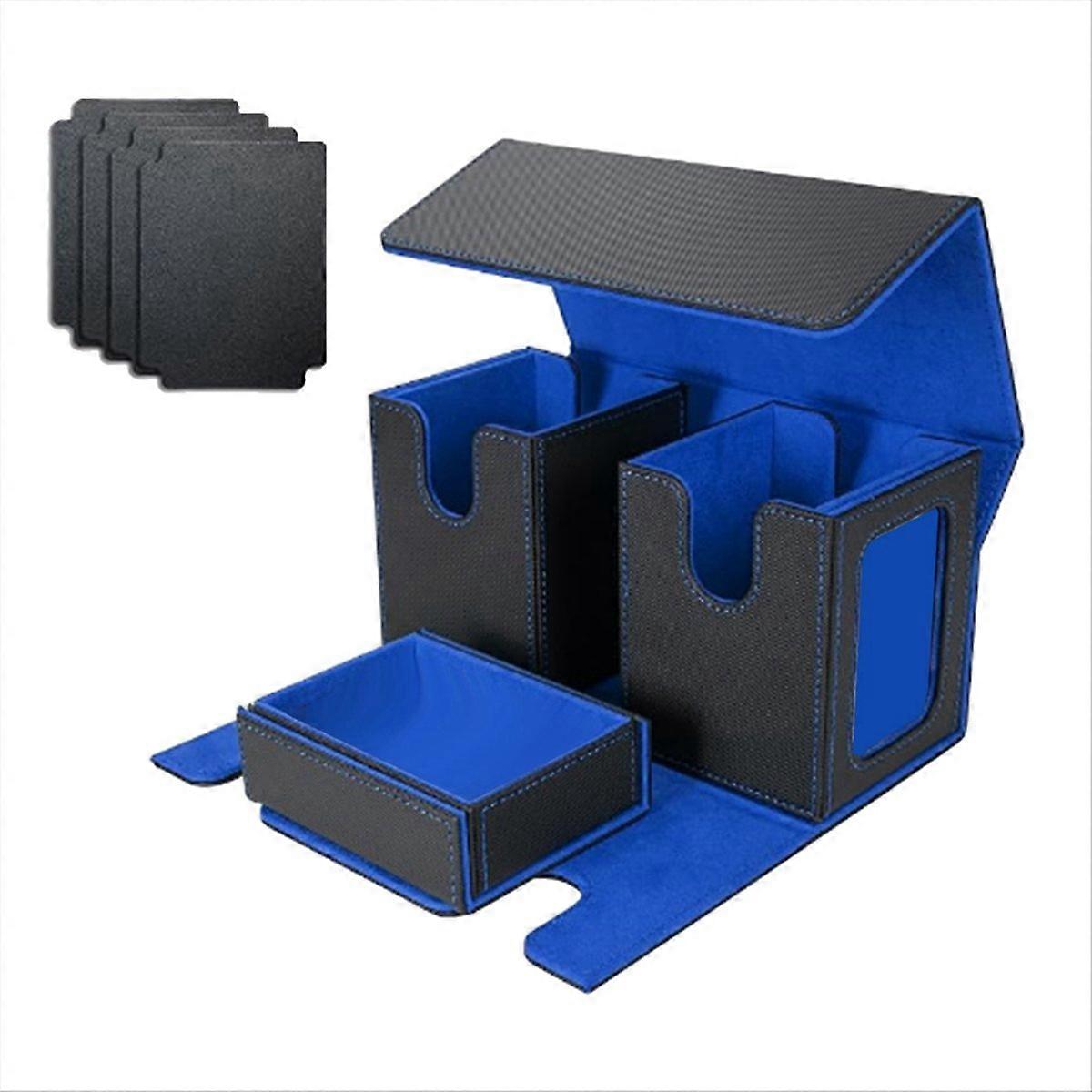 Card Storage Box for 200+ Cards,3-in-1 Card Deck Case,blue