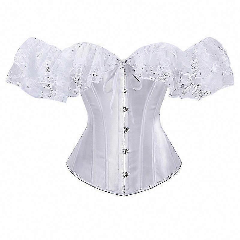 Retro Off-Shoulder Corset Top with Lace Short Sleeves