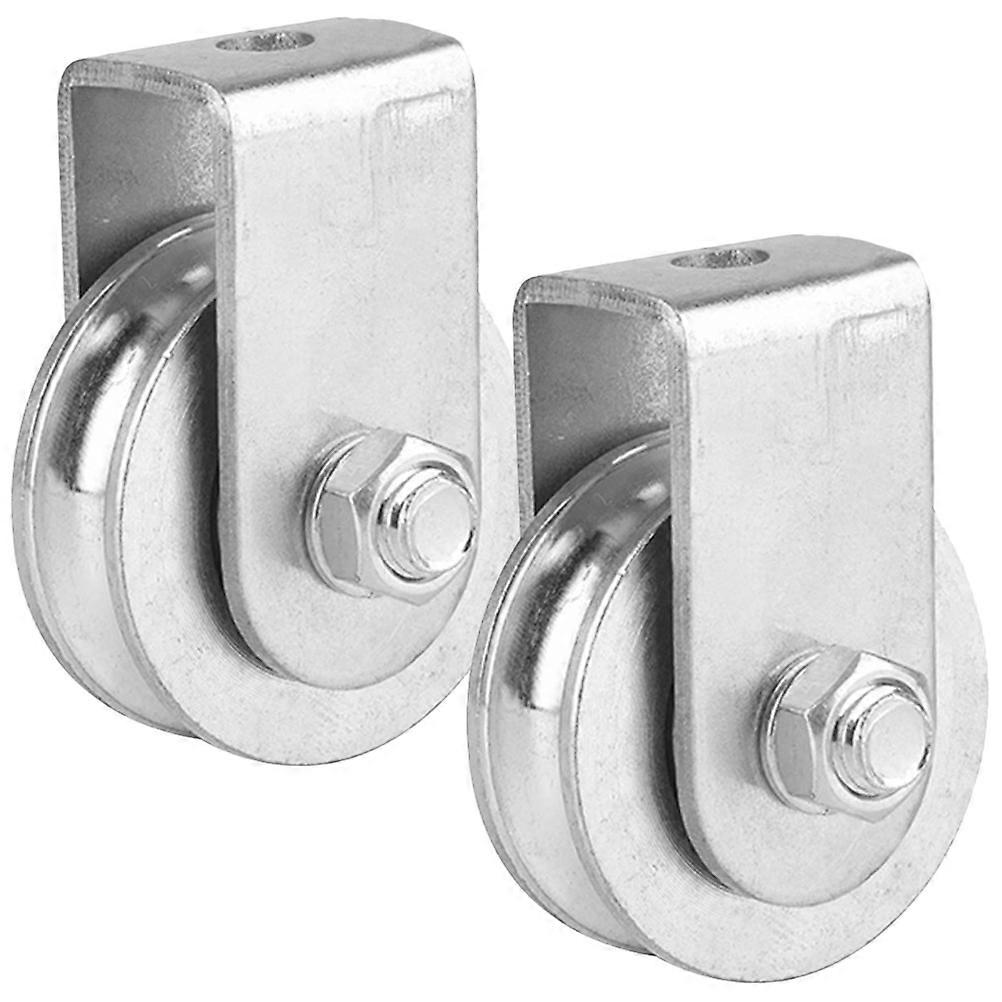 Single Block Pulley Steel Pulley for Rope Lifting 2Pcs
