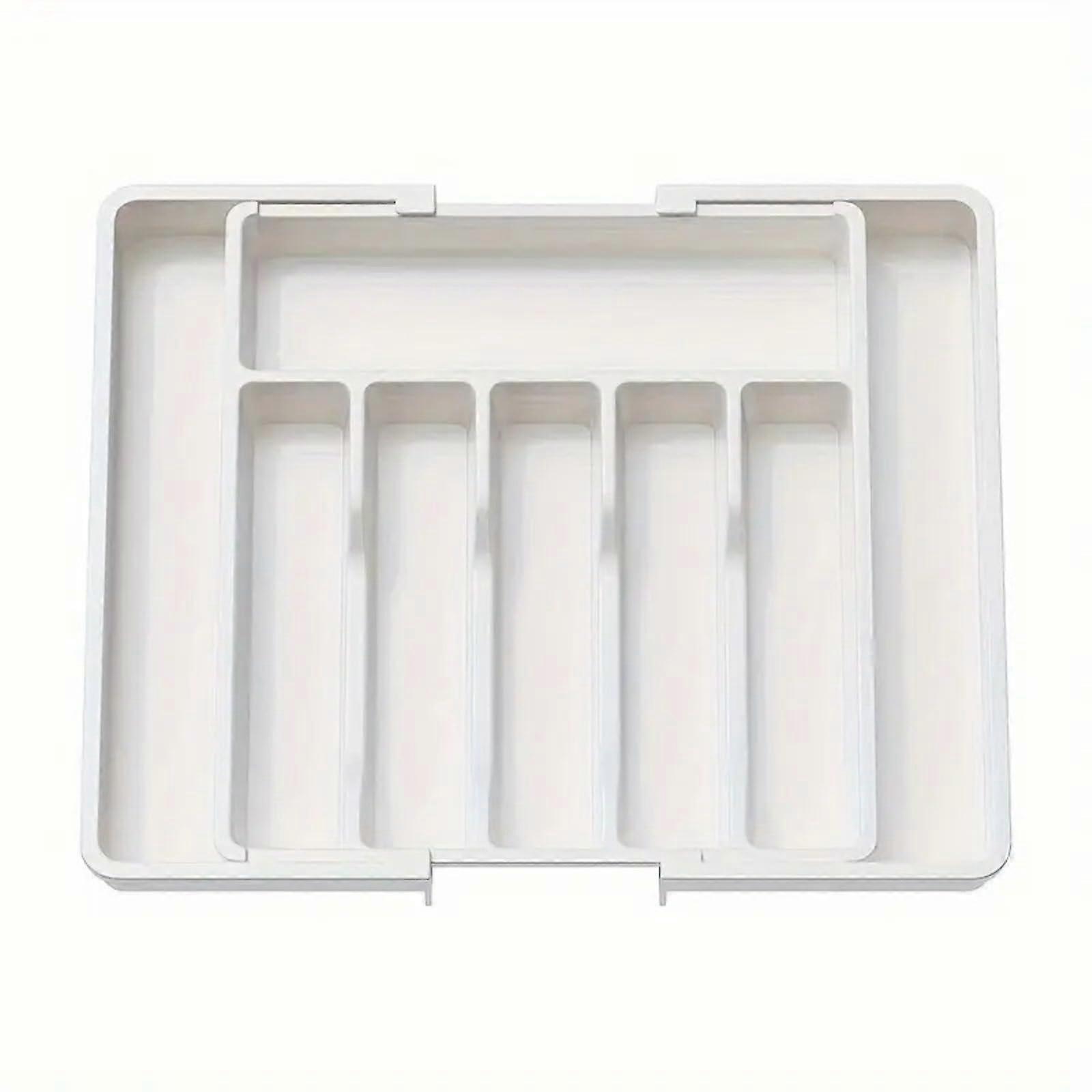 Kitchen Cutlery Organizer White Large Capacity Utensil Drawer Organizer for Knives and Forks
