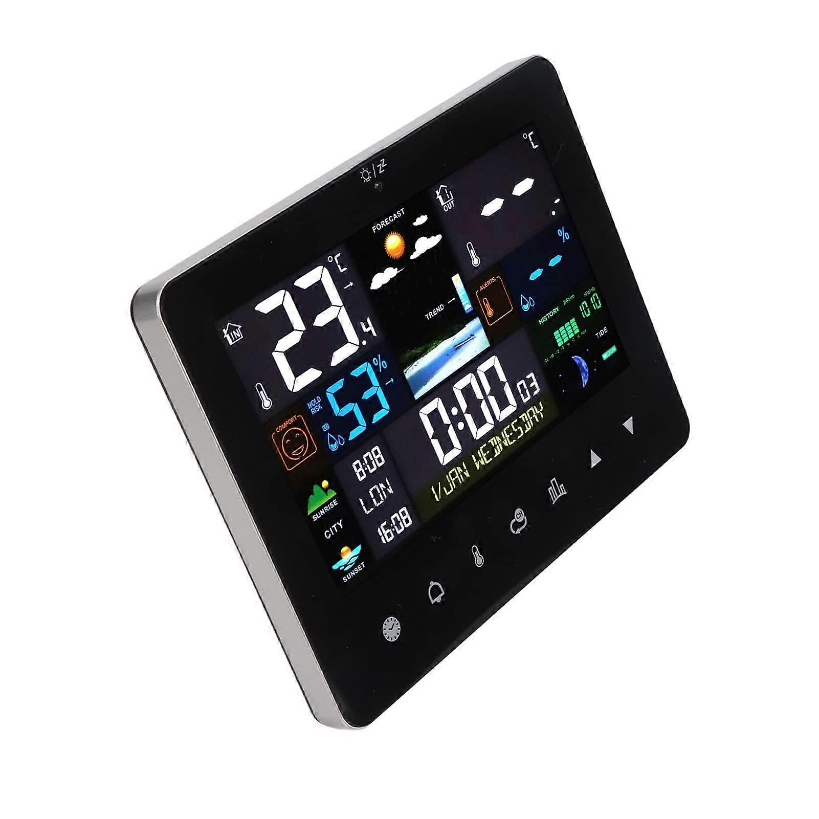 Weather Station with External Sensor, Touchscreen Forecast Clock, Dual Alarm and Moon Phase Display