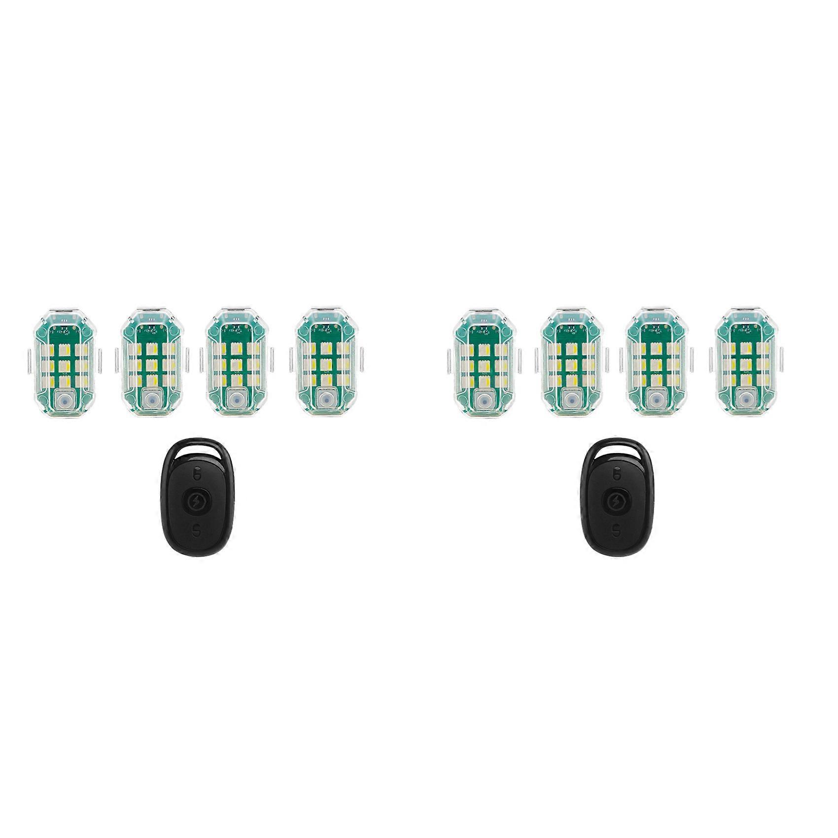 8 Pcs Wireless Strobe Lights with Remote Control, 7 Colors USB Rechargeable High Brightness Flashing Lights for Car