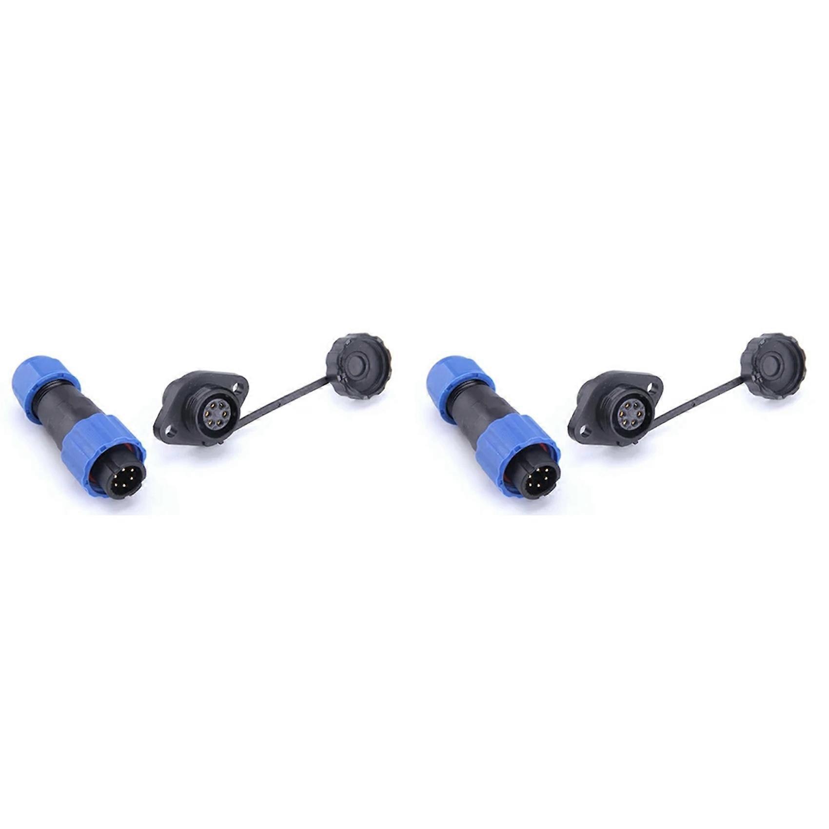 2X SP13 Waterproof Connector IP68 6 Pin Cable Connectors Male/Female Plug and Socket Nut/Flange/Docking