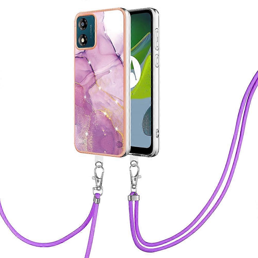 Electroplating Marble Dual-side IMD Phone Case with Lanyard