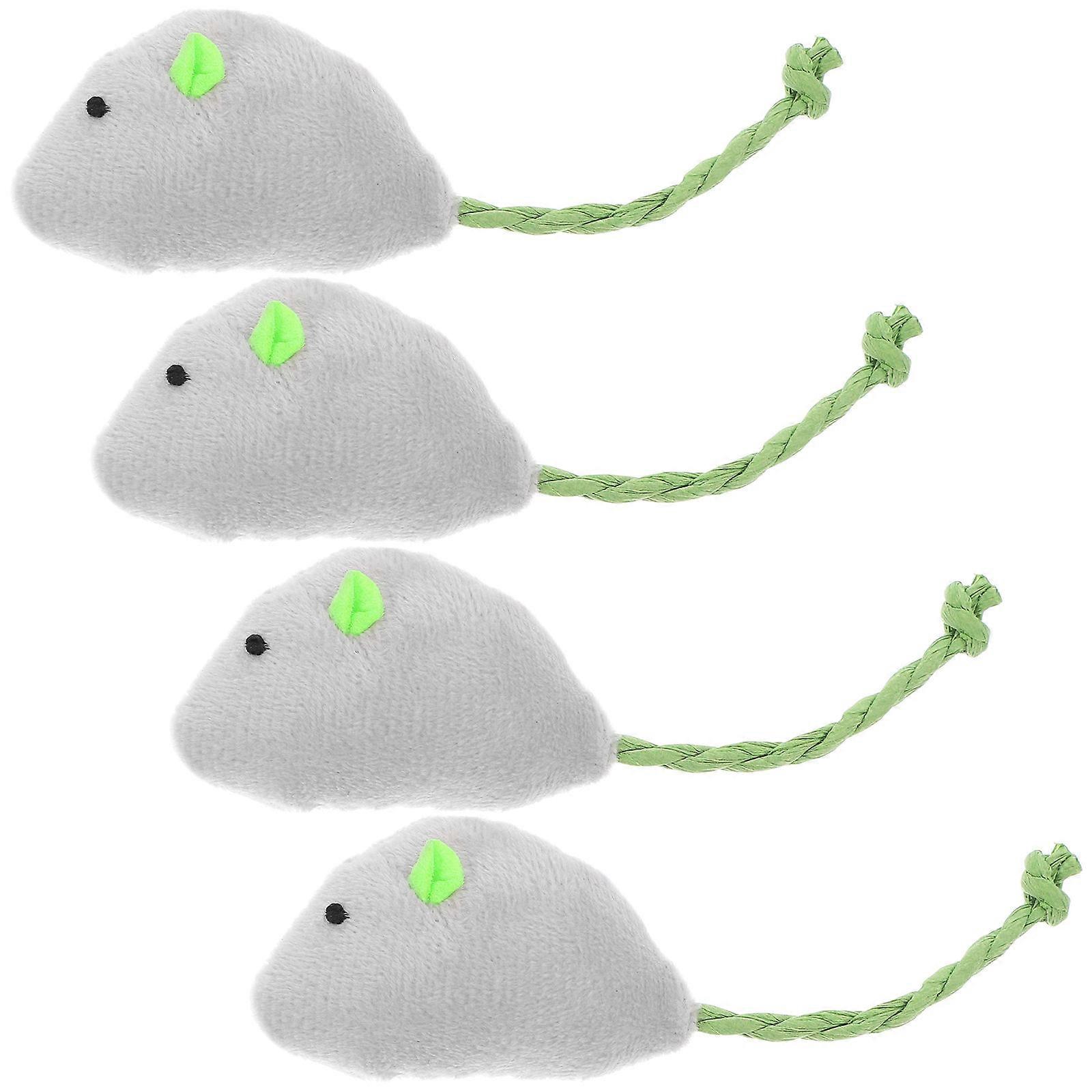 Realistic Plush Mouse Cat Toy for Chewing 4Pcs Interactive Teething Toy for Cats