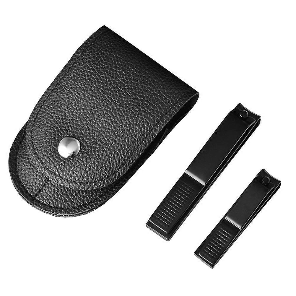 Black Nail Clipper Manicure Tools Set for Toenail Care 2Pcs Kit