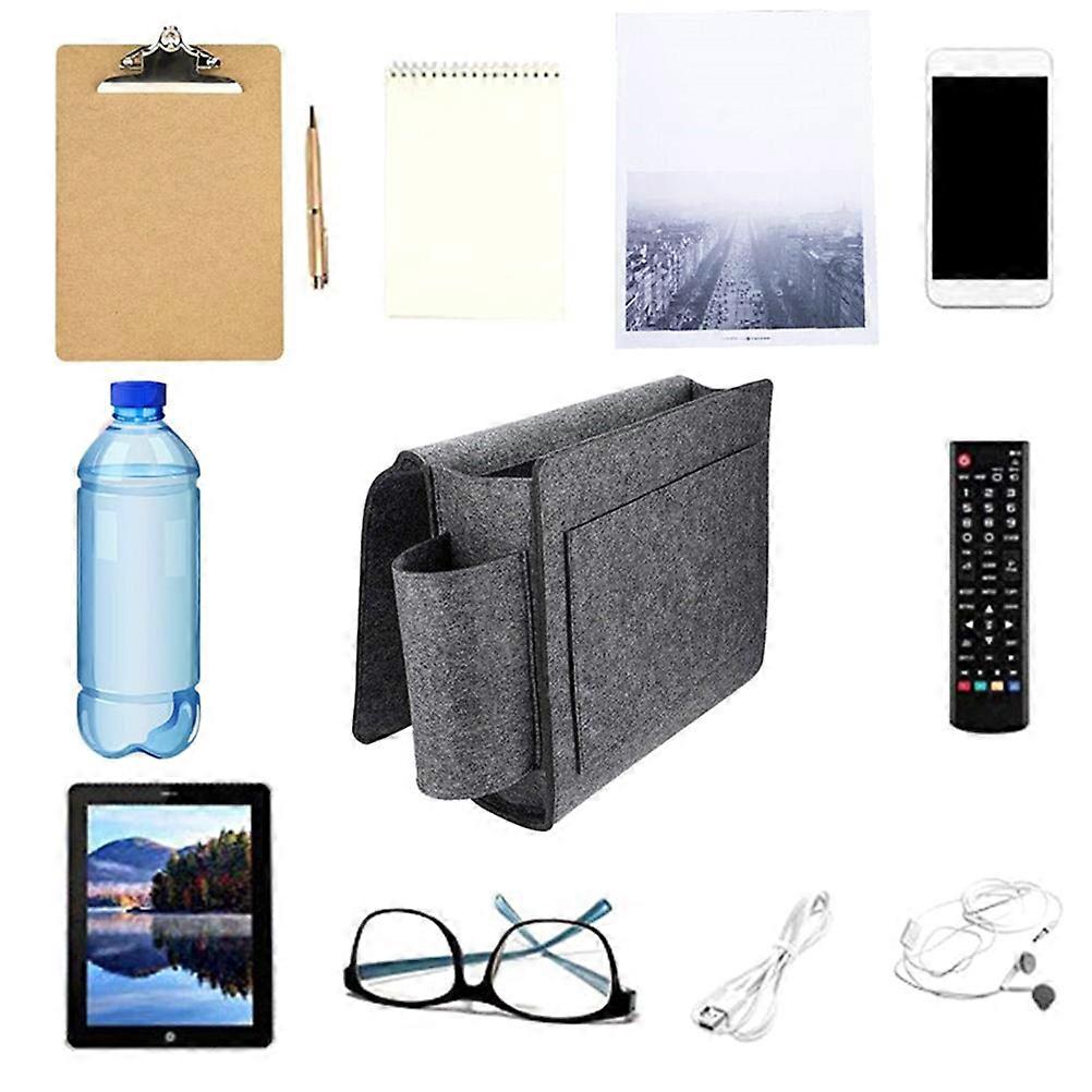 Bedside Bag Felt Bedside Caddy Storage Bag Hanging Storage Pouch Dark Grey