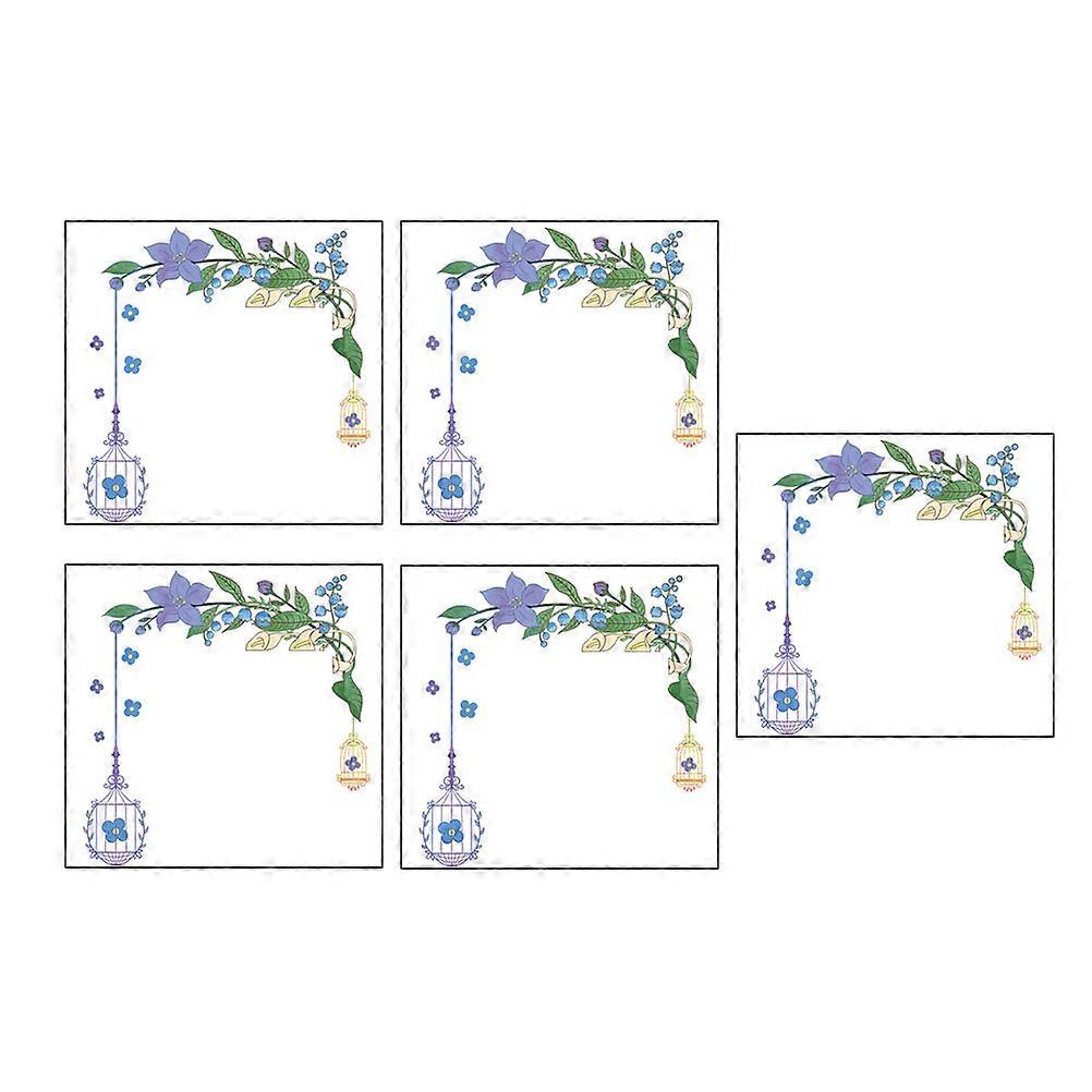 Blue Protective Stickers PVC Switch Covers for Home 5Pcs Brunch Pattern