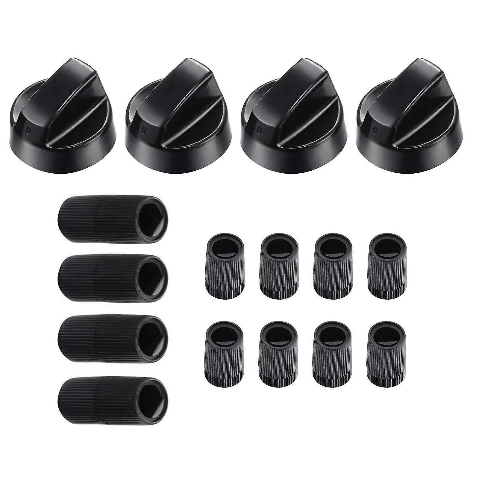 Oven Stove Knobs Replacement Set, Durable Black ABS Appliance Control Knobs with NonSlip Grip