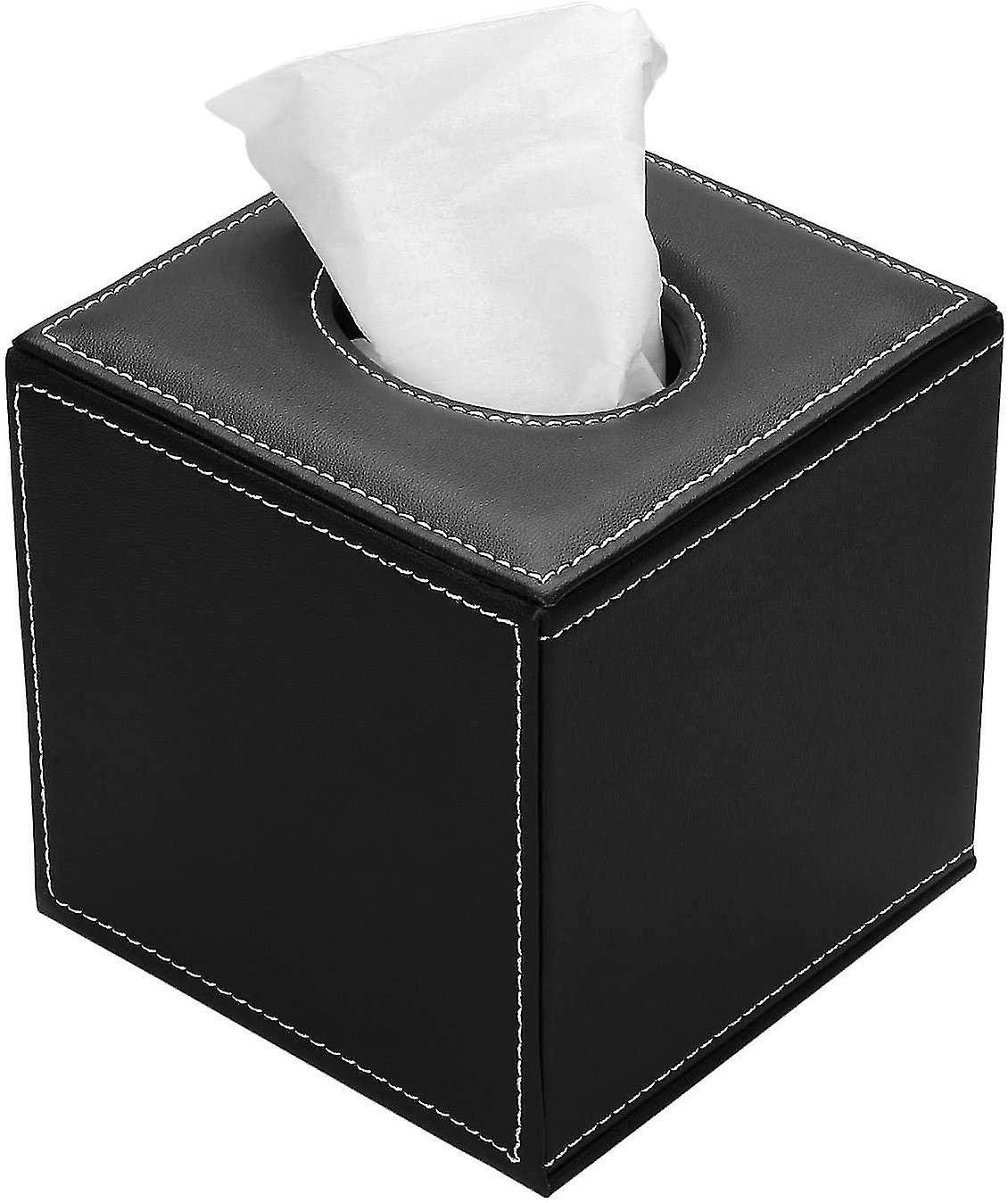 Pu Leather Tissue Box, Square Tissue Dispenser, Black