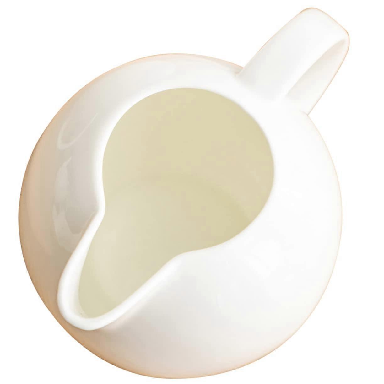 Ceramic Milk Pitcher with Comfort Grip Handle and Creative Spout for Coffee and Tea