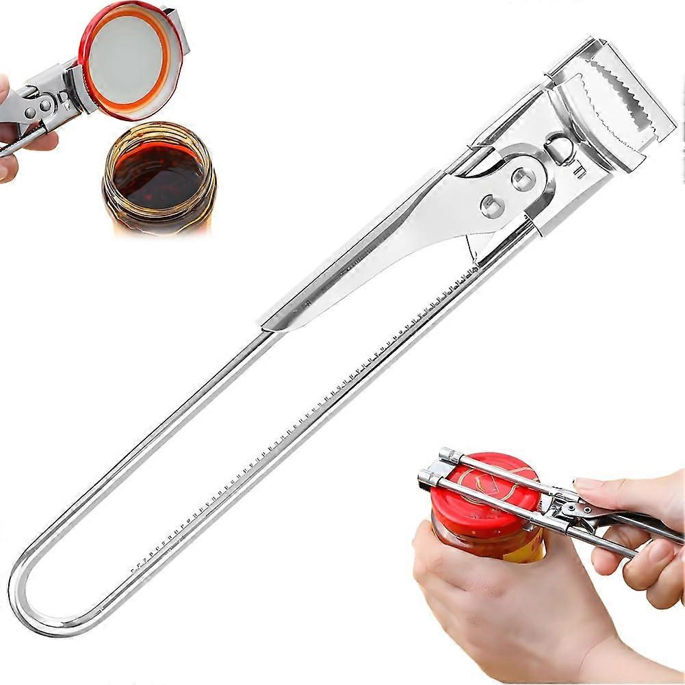 Adjustable Stainless Steel Jar Opener with Ergonomic Grip for Weak Hands and MultiLid Compatibility