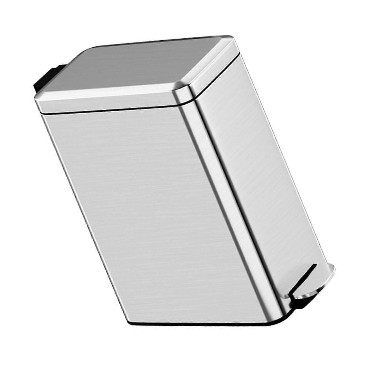 Stainless Steel Pedal Trash Can with Lid, Hands Kitchen Garbage Bin, Compact Bathroom Use
