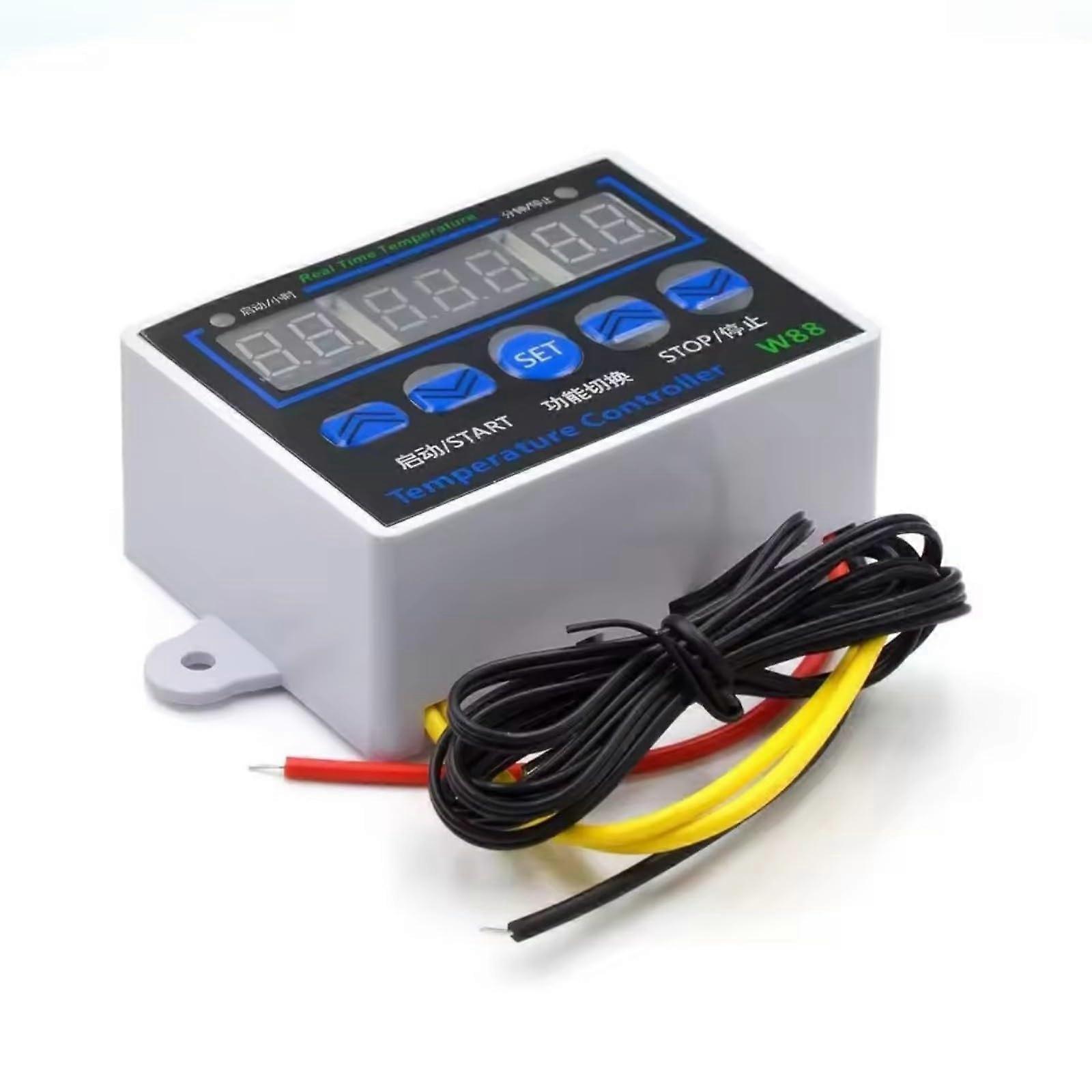 Digital Temperature Controller with  Accuracy, Dual Voltage, Waterproof Probe, Triple LED Display for Heating and Cooling