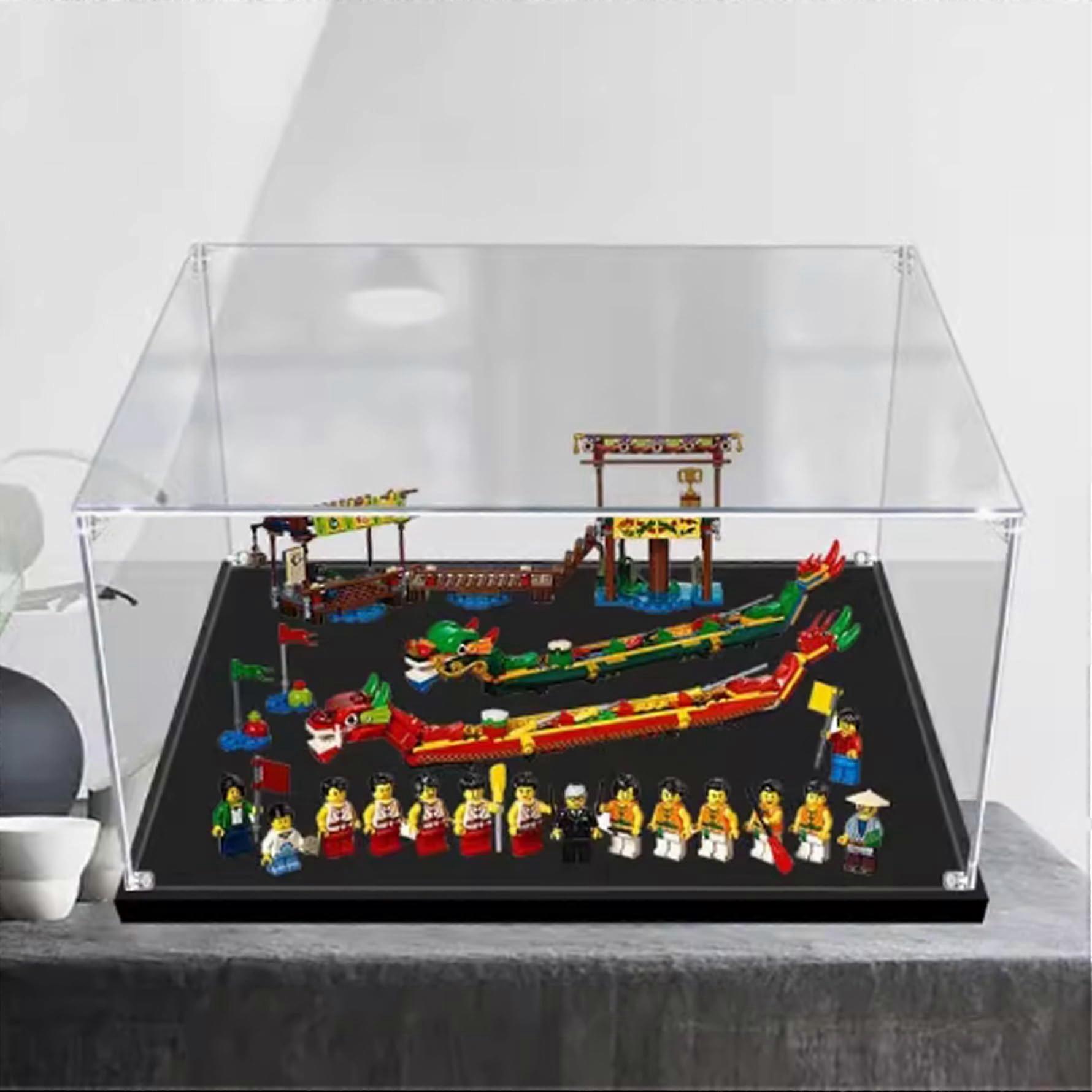 Display Case Acrylic Clear Dustproof Stackable for  Dragon Boat Race 80103 Models 2mm