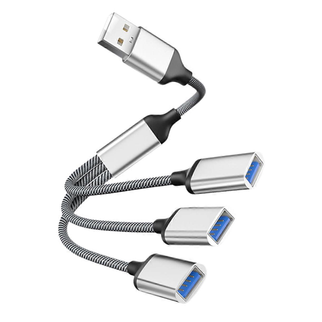 USB Hub Splitter with Multiple Ports, Long Cable, Speed Data Transfer for Laptop and Keyboard