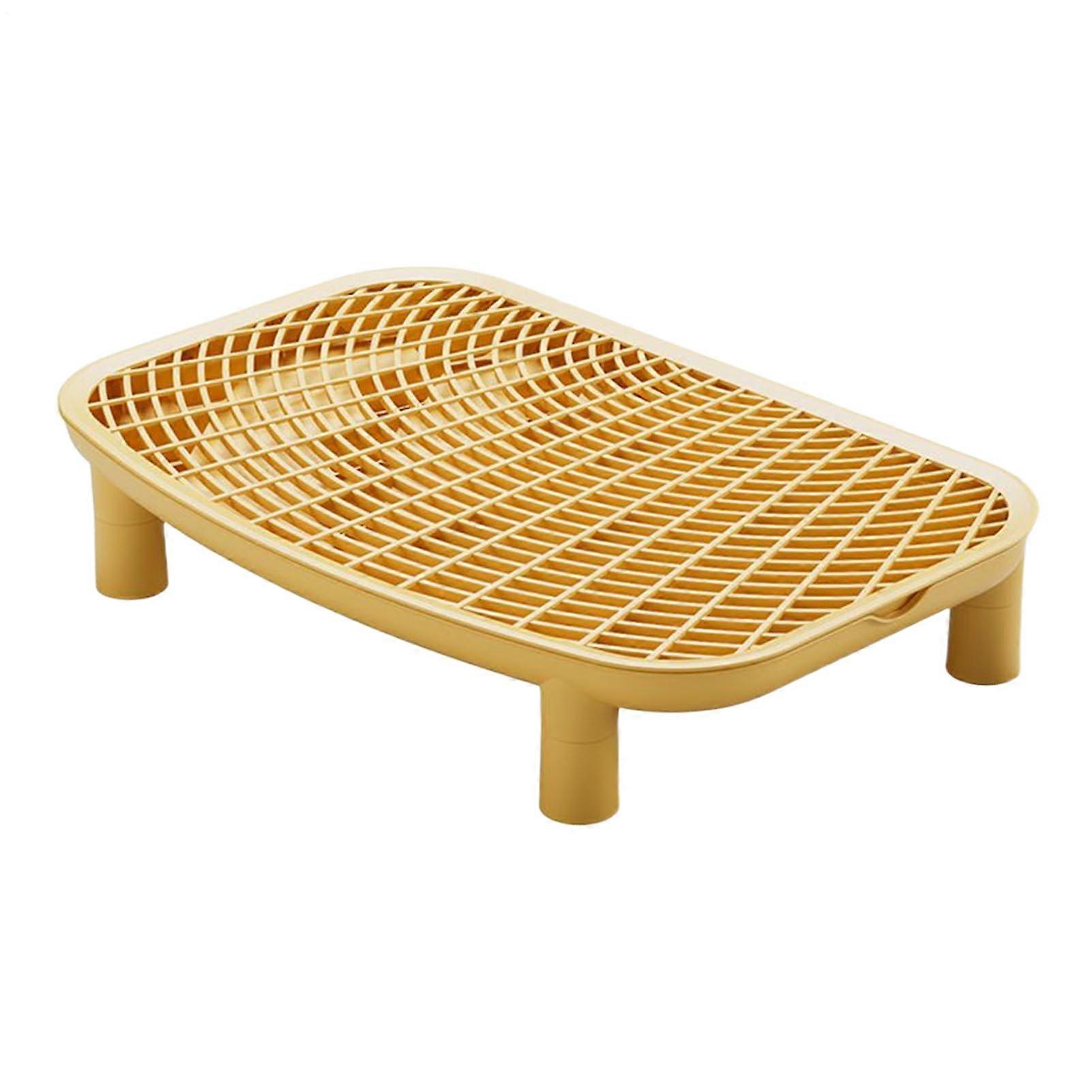 Cat Litter Mat with Raised Box Step, Double Layer NonSlip Design for Efficient Sand Trapping, Yellow