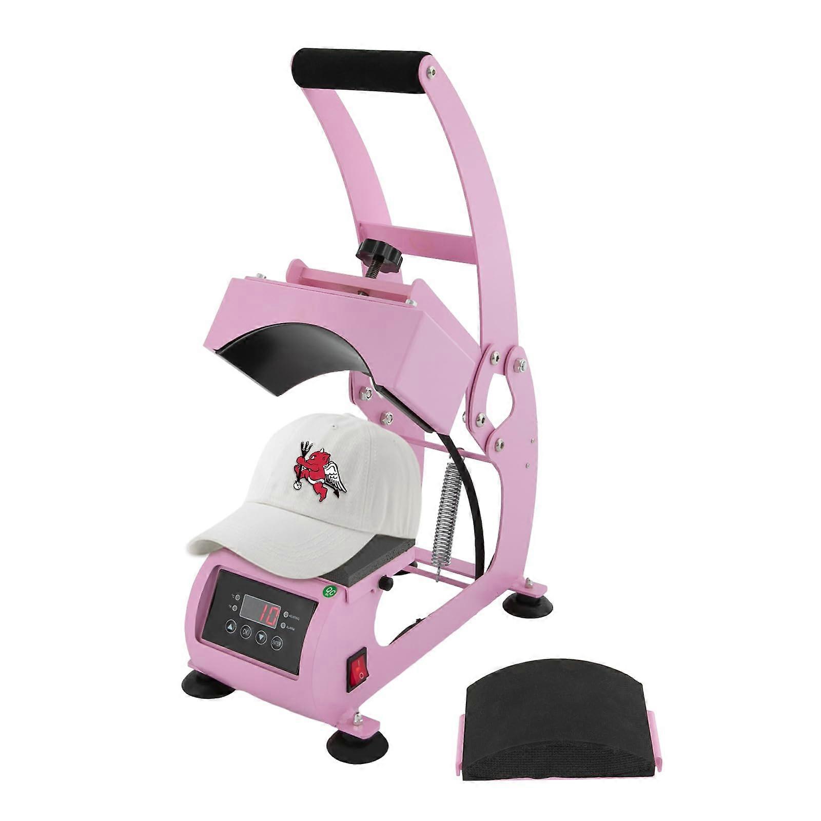 Hat Heat Press Machine for Caps Sublimation Transfer with Digital Control and 2 Interchangeable Pads Light Pink