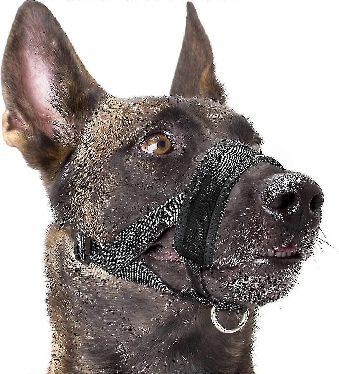 Adjustable dog muzzle for bite prevention, soft nylon, black XL size