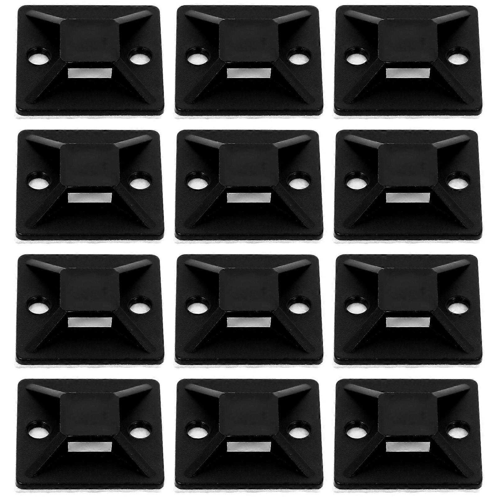 Wire Cable Holder Self-Adhesive Square Base for 300Pcs Black