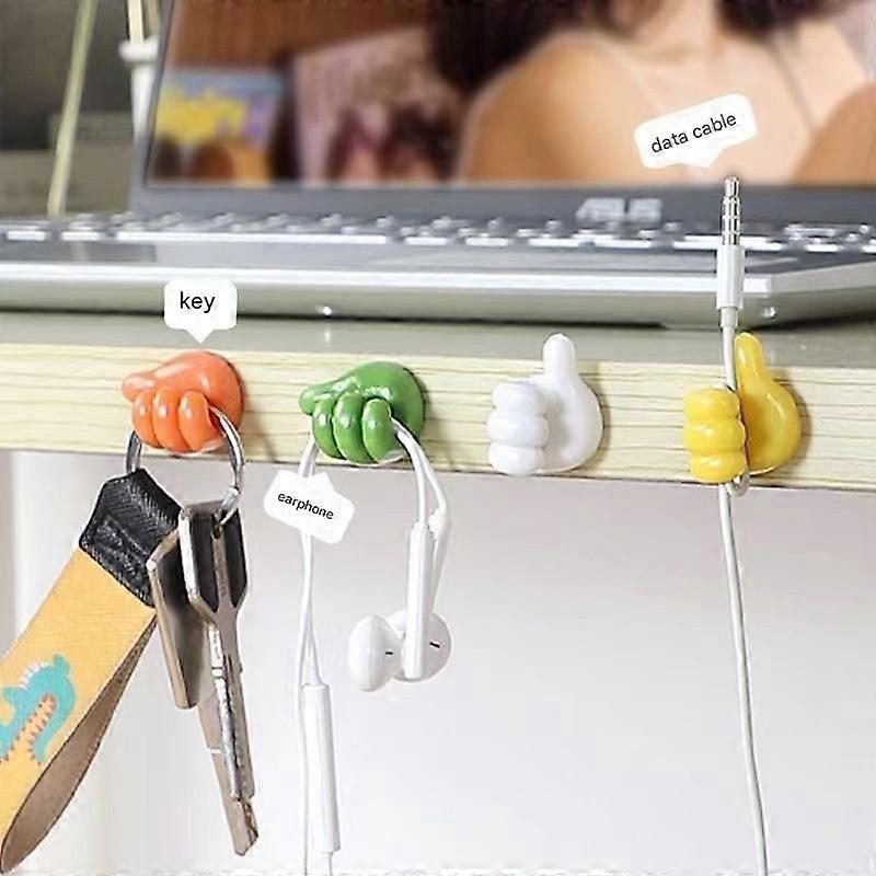 Desk Thumb Hook Data Cable Organizer, No-Drill Wall Mount Hook, Office Cable Management