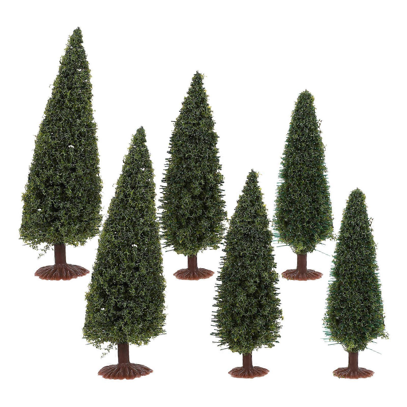 Plastic Pine Tree Model for Model Train Scenery 6Pcs Miniature Trees