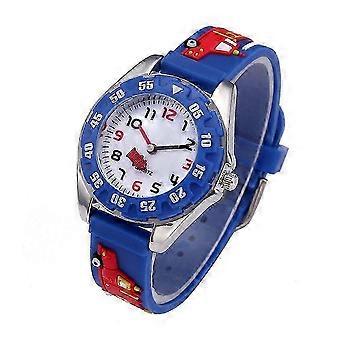 Stopwatch For Kids Quartz Watch Fire Fighting Truck Design Silicone Rubber Strap Wristwatch For School 1Pack