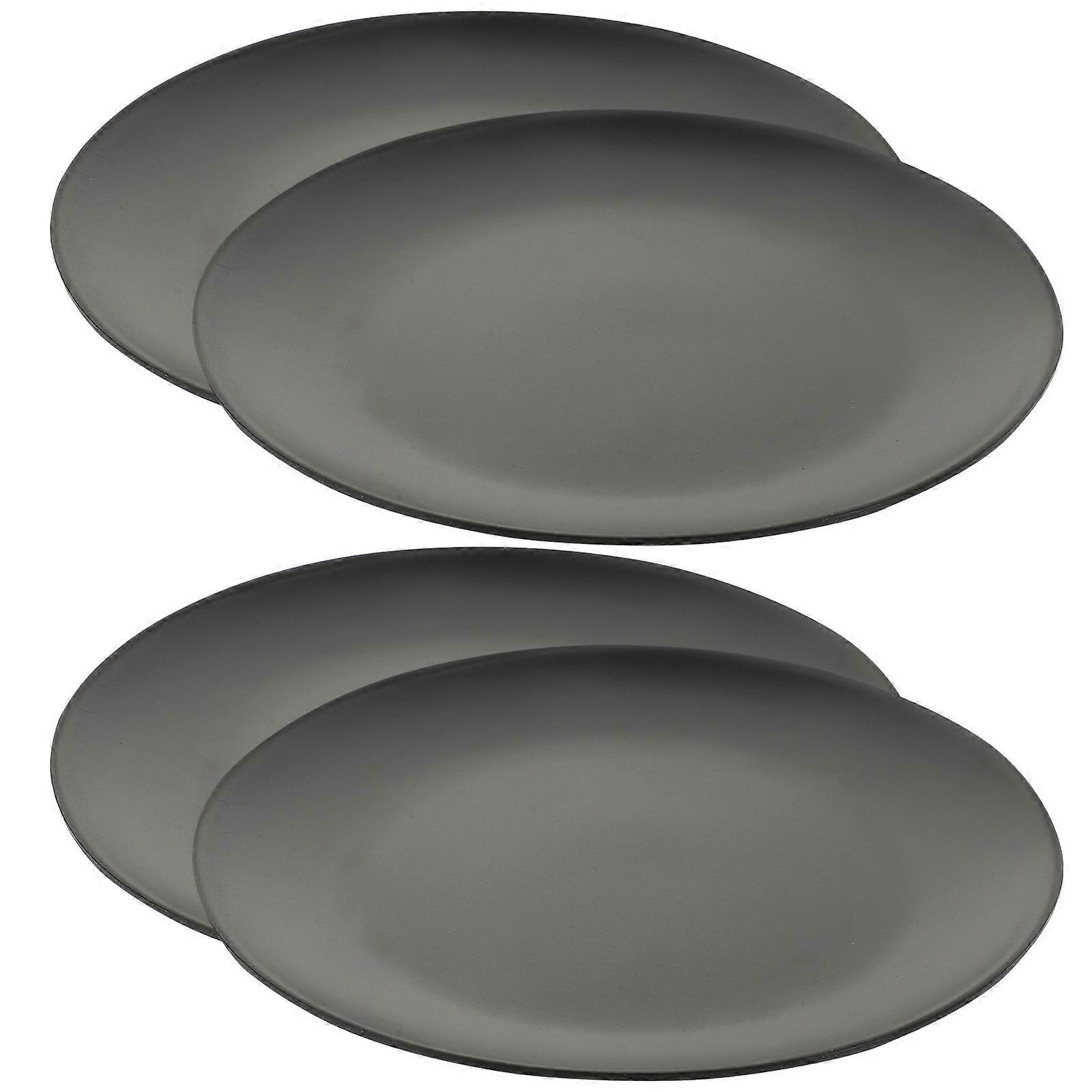Plate Black Round Dishes for Dinner 4Pcs Set
