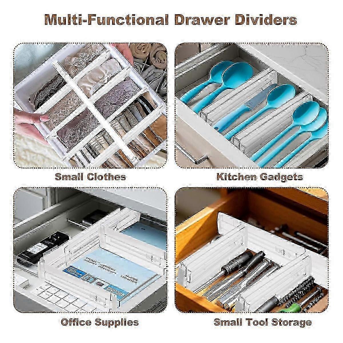 Adjustable Drawer Dividers, 4 Pack, Compatible Closet Clothes Expandable For Storage