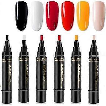 Giani Professional Nail Pen - 6 kleuren per set, 3-in-1 sneldrogende nagellakpennen, effen nagellak, 8 ml gelpennen voor doe-het-zelf nagelkunst, gemakkelijk aan te brengen